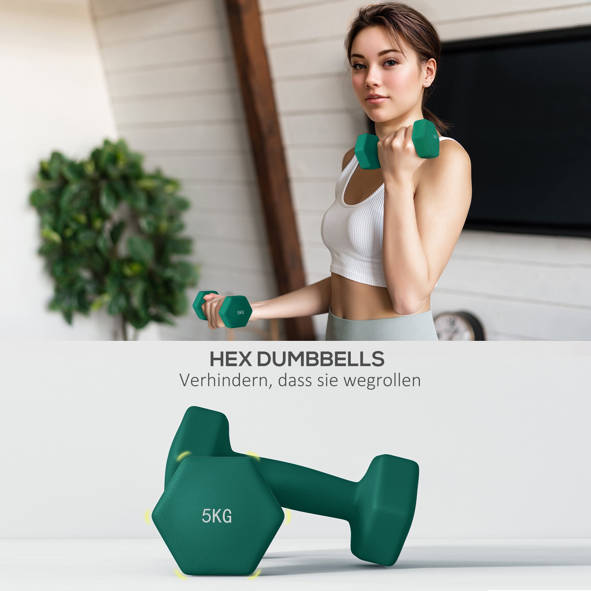 SPORTNOW Hantelset mit Aufbewahrungsgestell, Set mit 6 Hanteln für Fitness-Training, 2 x 3kg, 2 x 4kg, 2 x 5kg
