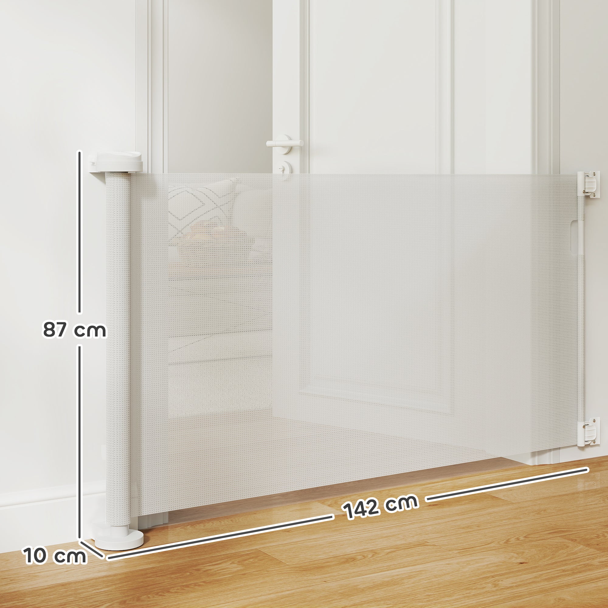 PawHut Treppenschutzgitter Ausziehbar 0-136cm 87 cm Hoch Türschutzgitter für Haustiere 142 x 10 x 87 cm Weiß