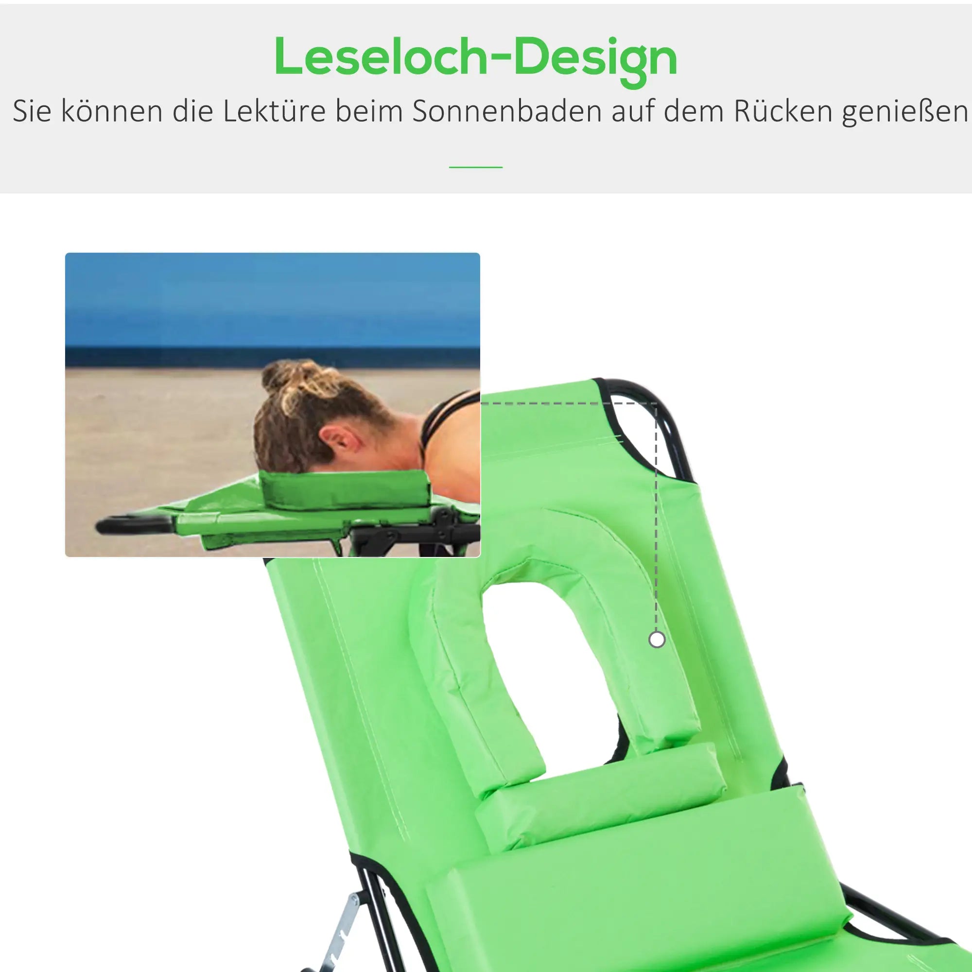Outsunny Sonnenliege klappbar mit Lesefenster Grün