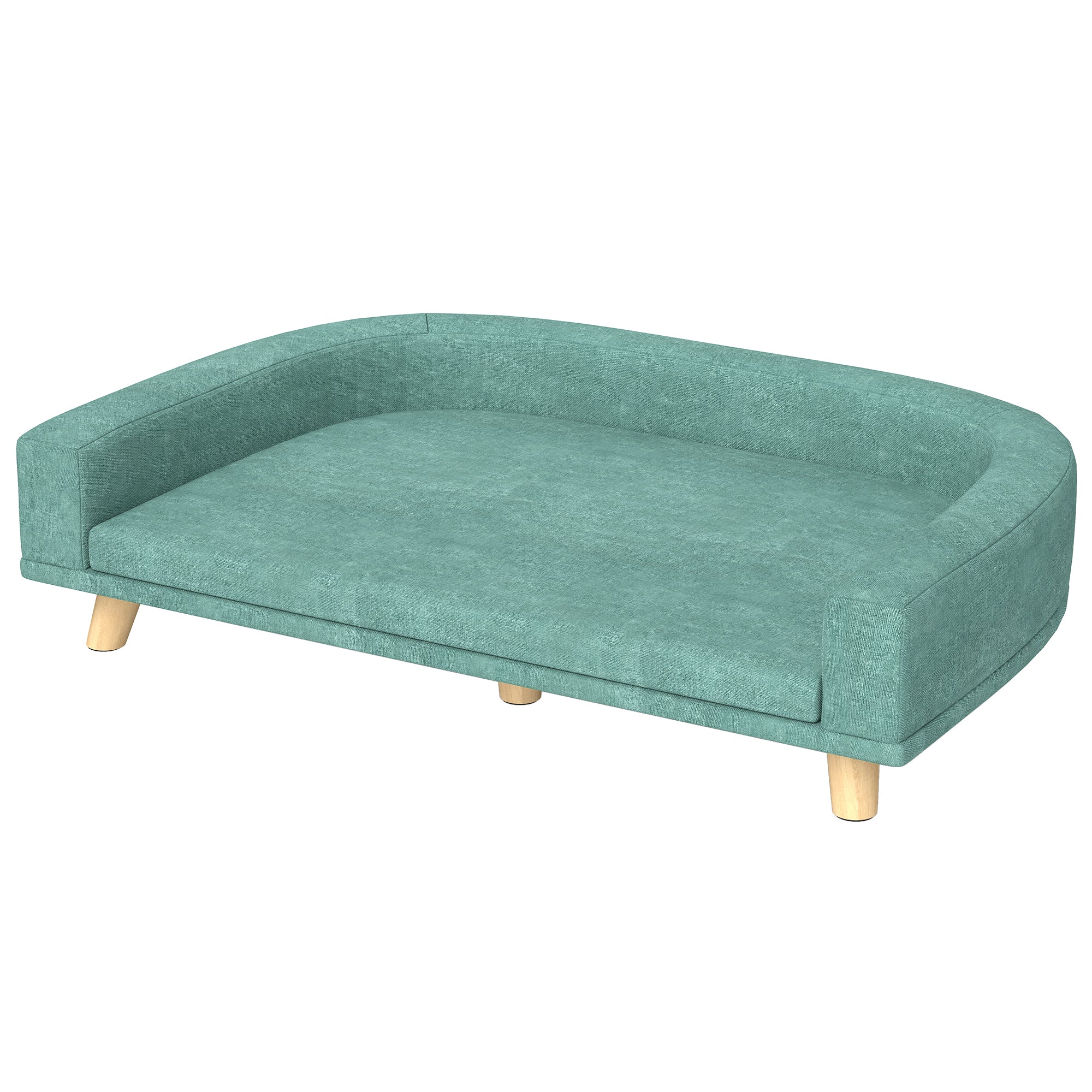 PawHut Hundebett Hundesofa Haustiersofa, Eukolyptusholz, 98 x 67 x 25 cm, Grün