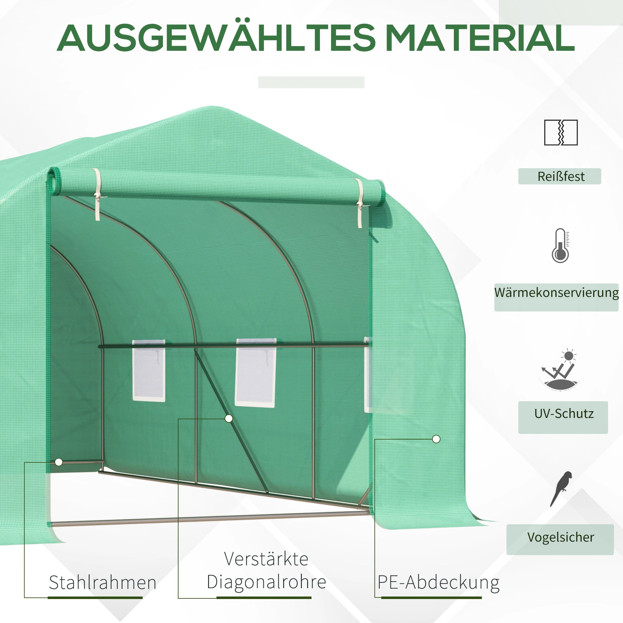 Outsunny Foliengewächshaus begehbar UV-beständig mit Rolltür