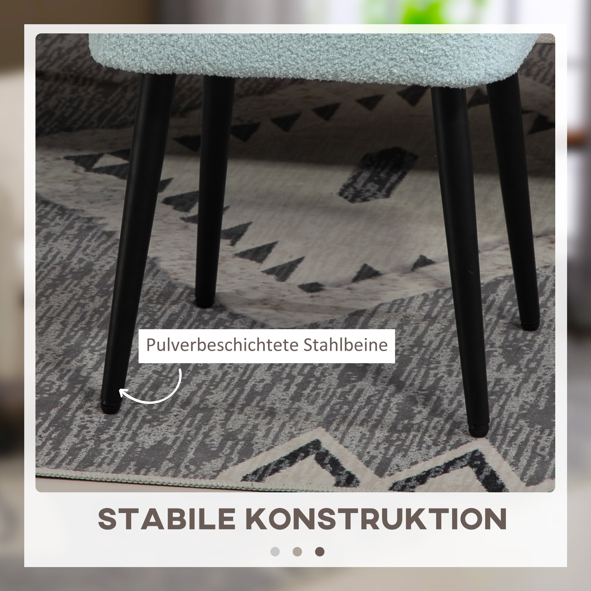 HOMCOM Hocker, Fußstütze, gepolsterter Sitz, Kaschmir-Optik, Stahlbeine, 42 x 42 x 47 cm, Hellblau