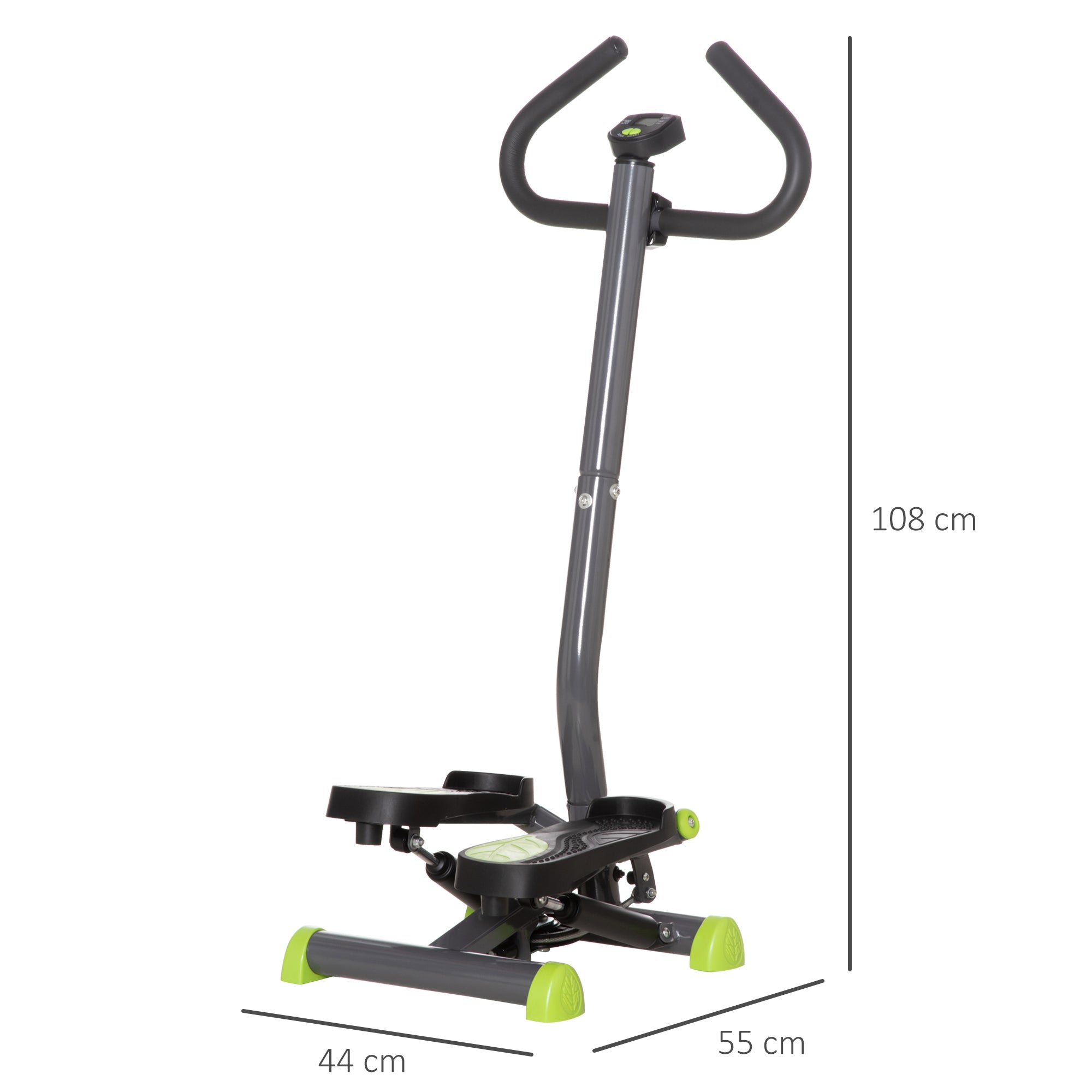 HOMCOM Stepper mit LCD-Monitor 55 x 44 x 108cm Stahl Grau+Grün+Schwarz
