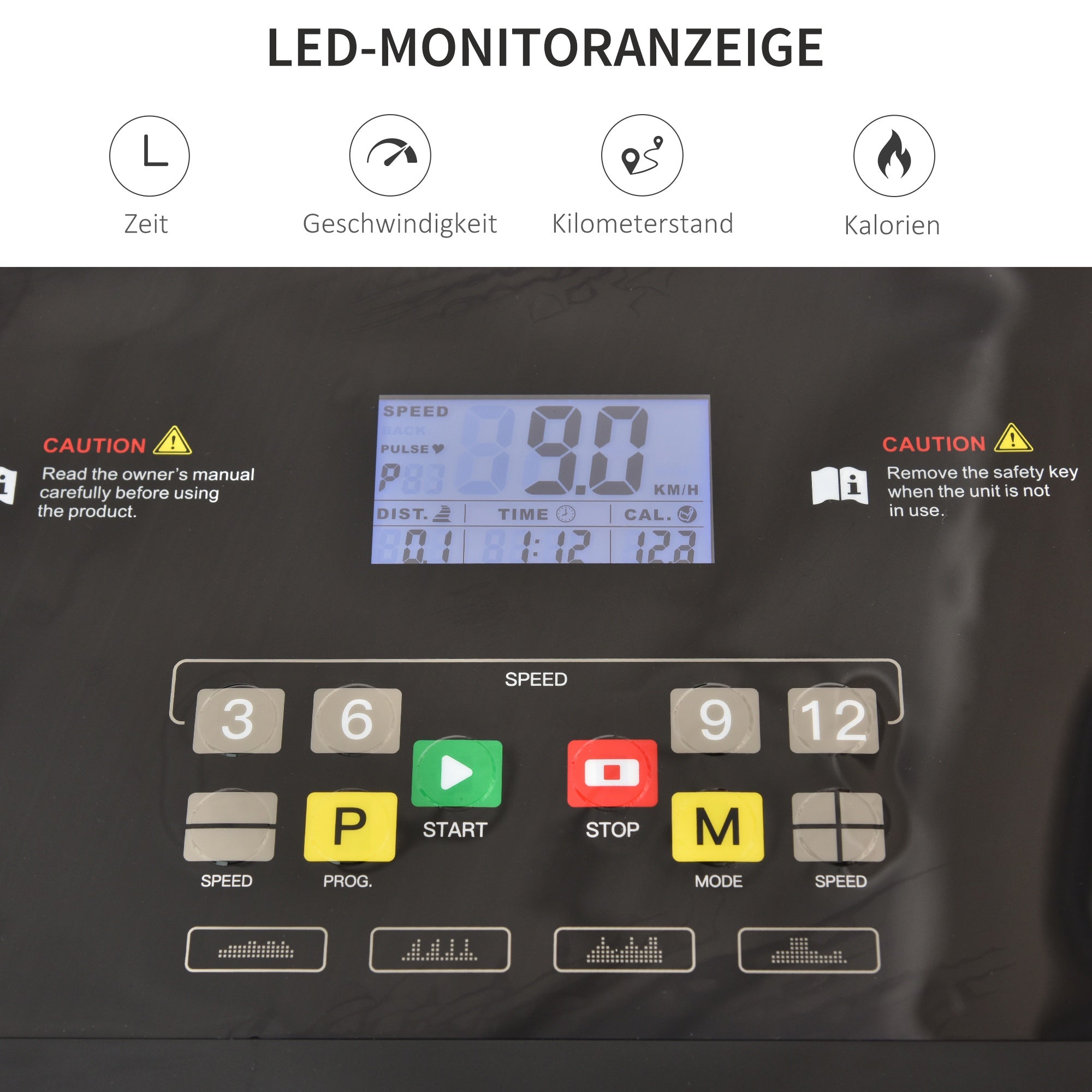 HOMCOM Laufband Klappbar elektrisch 500 W 1-12 km/h LED-Display Getränkehalter und Handyhalterung sehr gut geeignet für Home Gym Indoor Fitness Schwarz 134 x 60 x 118 cm