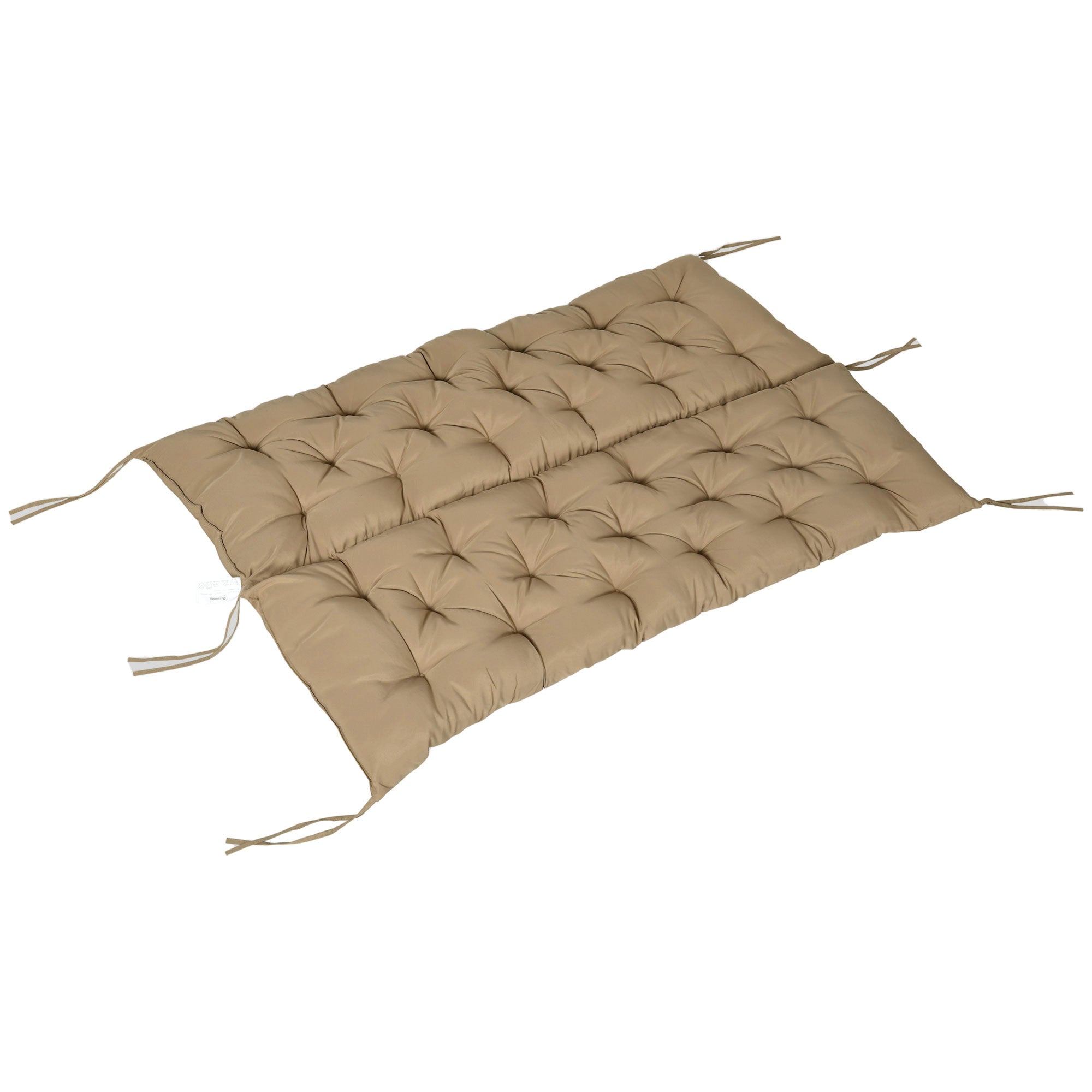 Outsunny 3 Sitzer Bankauflage 150x98x8 cm Bankkissen mit Bändern, Bankpolster für Gartenmöbel Hollywoodschaukel, Khaki
