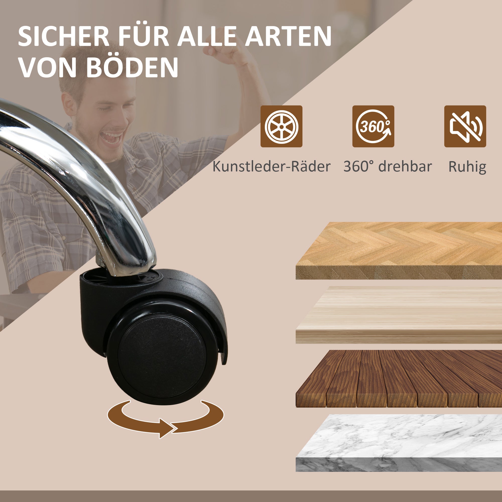 Vinsetto Ergonomischer Bürostuhl mit Massagefunktion, Fußstütze, drehbar, rollbar, Grau