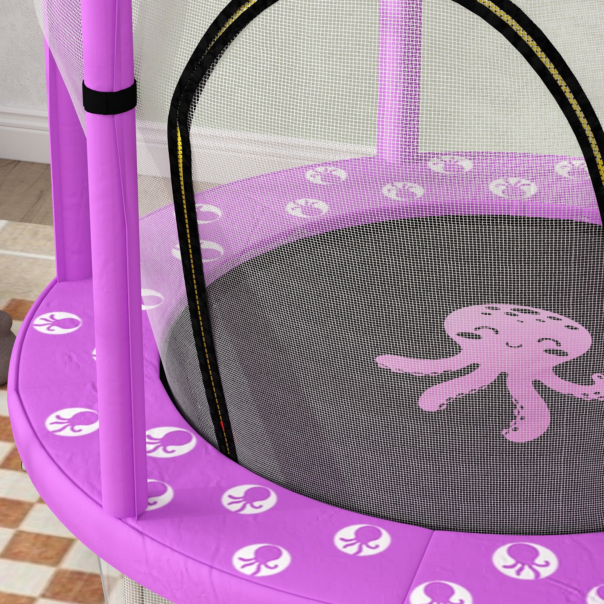 AIYAPLAY Kindertrampolin mit Sicherheitsnetz, für den Innen- und Außenbereich, 3-6 Jahre, Violett
