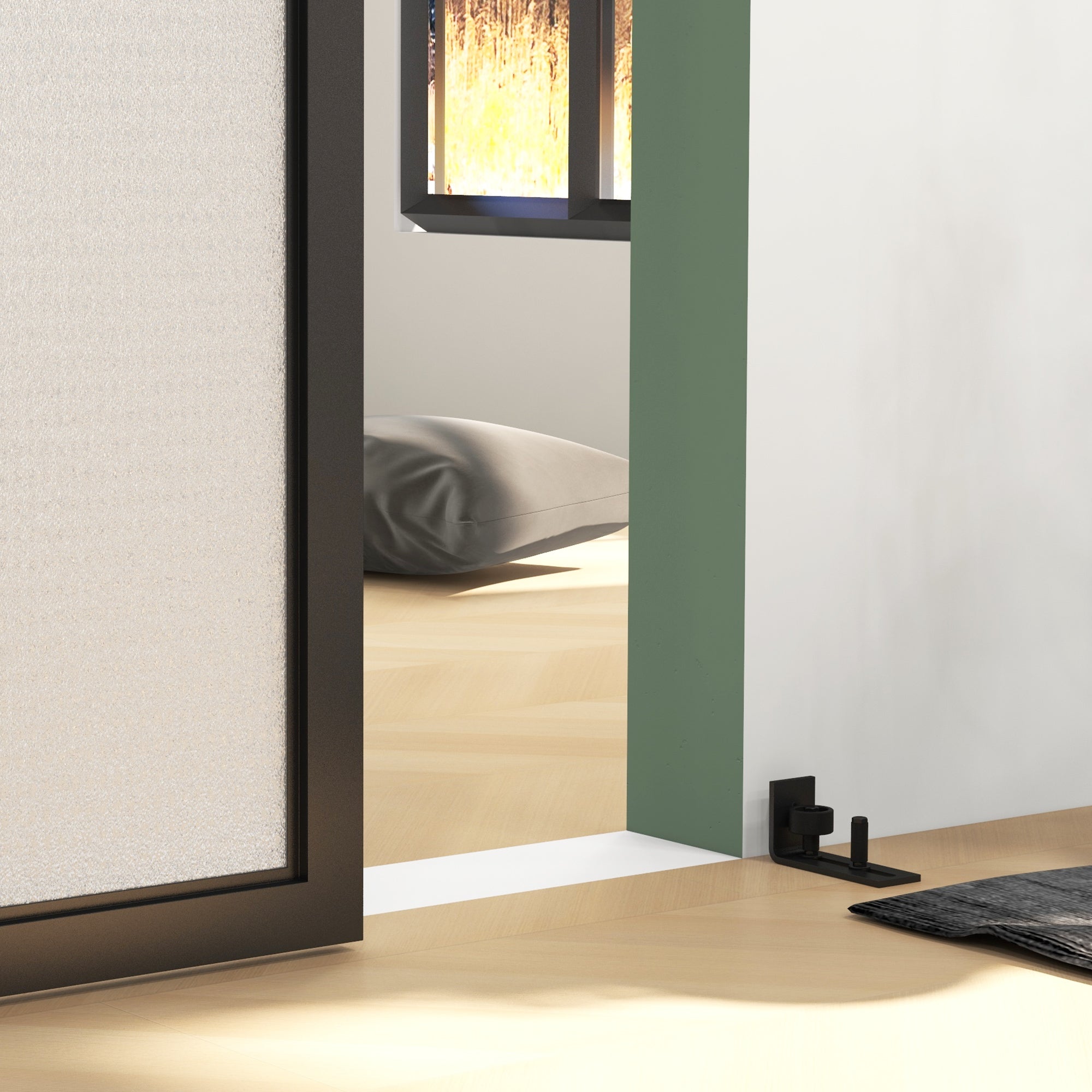 HOMCOM Schiebetür-Bausatz, leise & leichtgängig, für Holz- & Zementwände, 244cm, Stahl, Schwarz