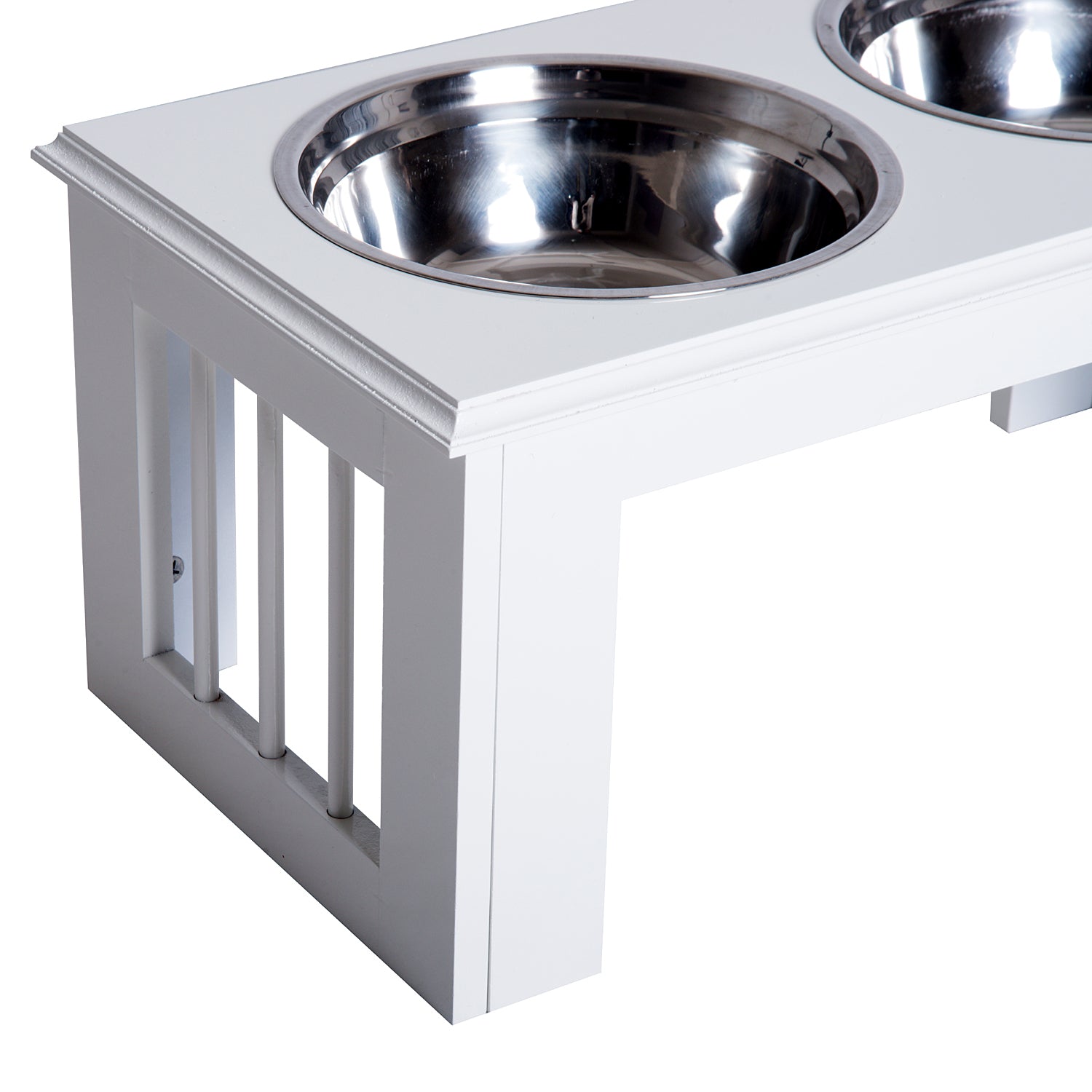 PawHut Hunde-Futterstation, rutschfest, 58,4 x 30,5 x 25,4cm, Weiß, 2L pro Napf