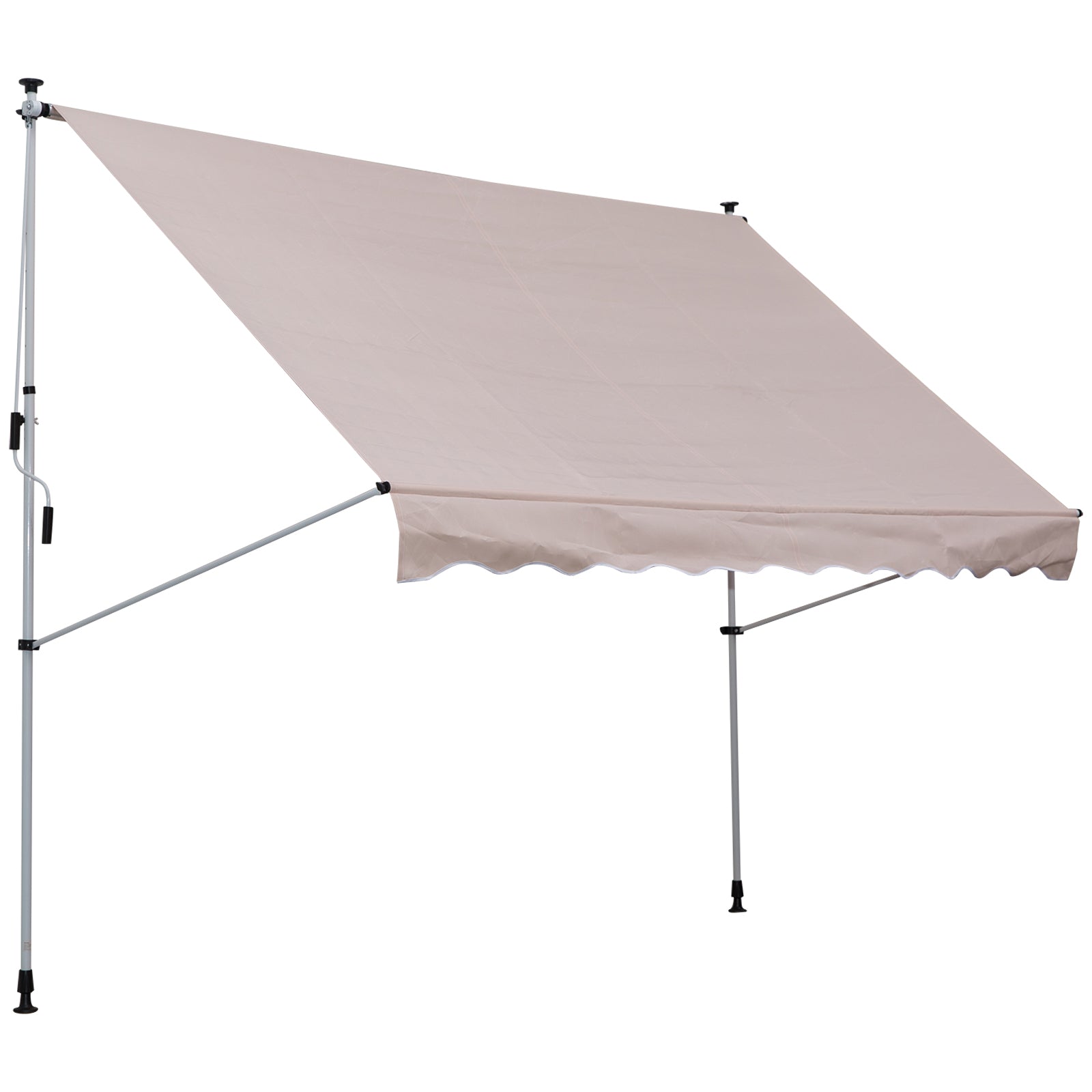 Outsunny Klemmmarkise mit Handkurbel höhenverstellbar Gelenkarmmarkise schmutzabweisend, witterungsbeständig Balkonmarkise 150cm breit Terrassenmarkise für Terrasse Balkon Veranda Cremeweiß