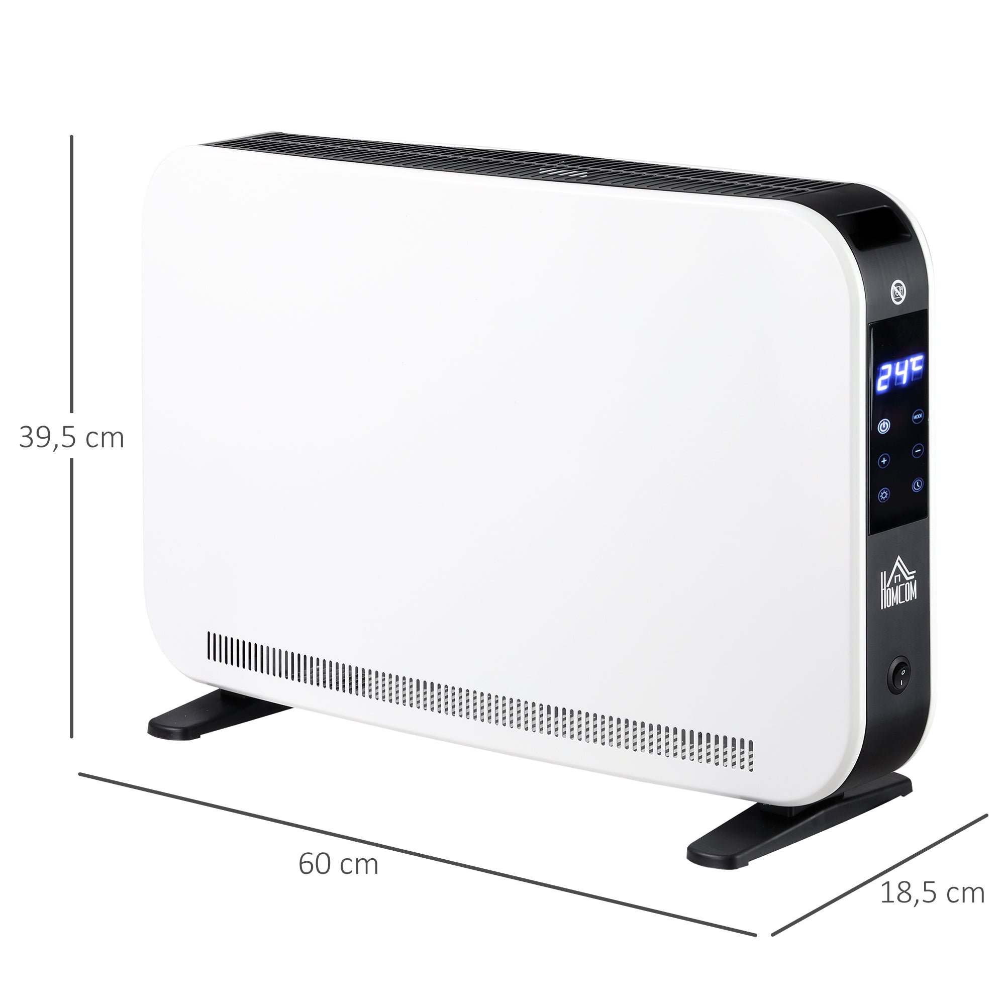 HOMCOM Elektroheizung 2000W Heizlüfter mit 3 Heizstufen Heizkörper mit LED-Anzeige, 24-Stunden-Timer Verstellbar Temperatur für 18 m²