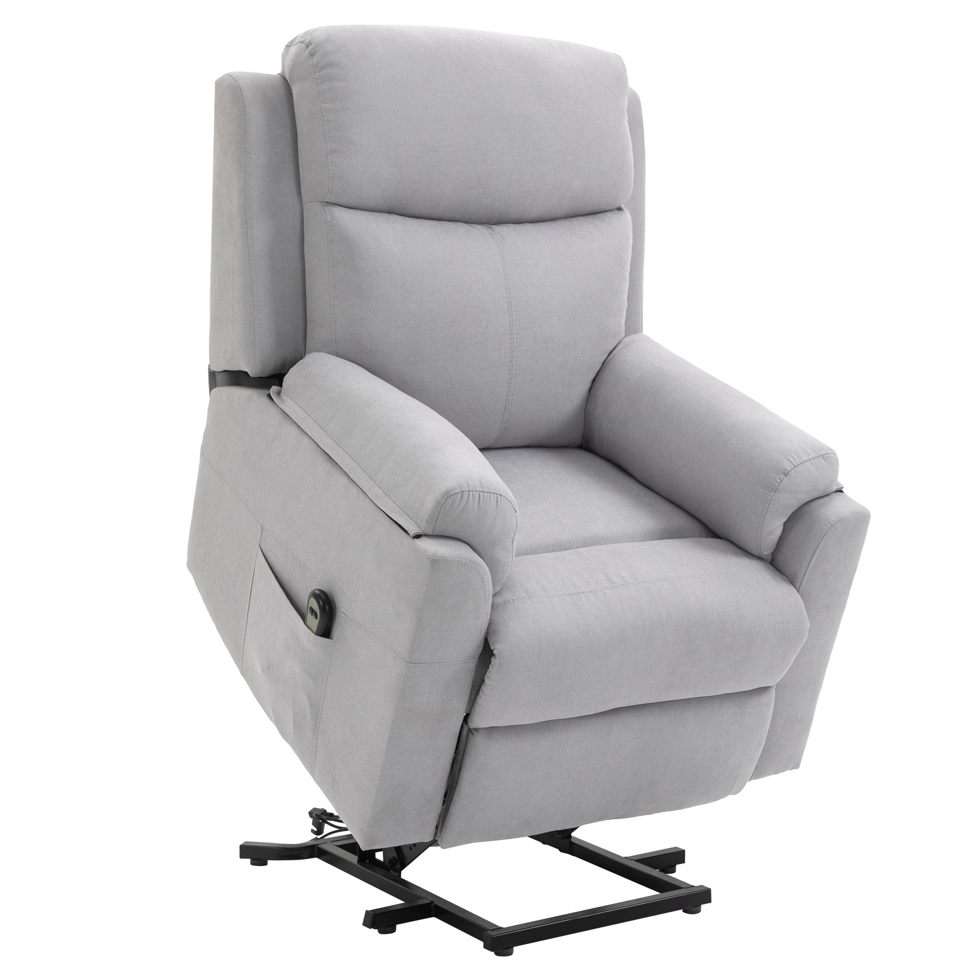 HOMCOM elektrischer Aufstehsessel Sessel mit Aufstehhilfe für Senior Relaxsessel TV Sessel mit schlaffunktion und aufstehhilfe Fernsehsessel Liegefunktion Leinen-Touch Hellgrau 83 x 89 x 102 cm