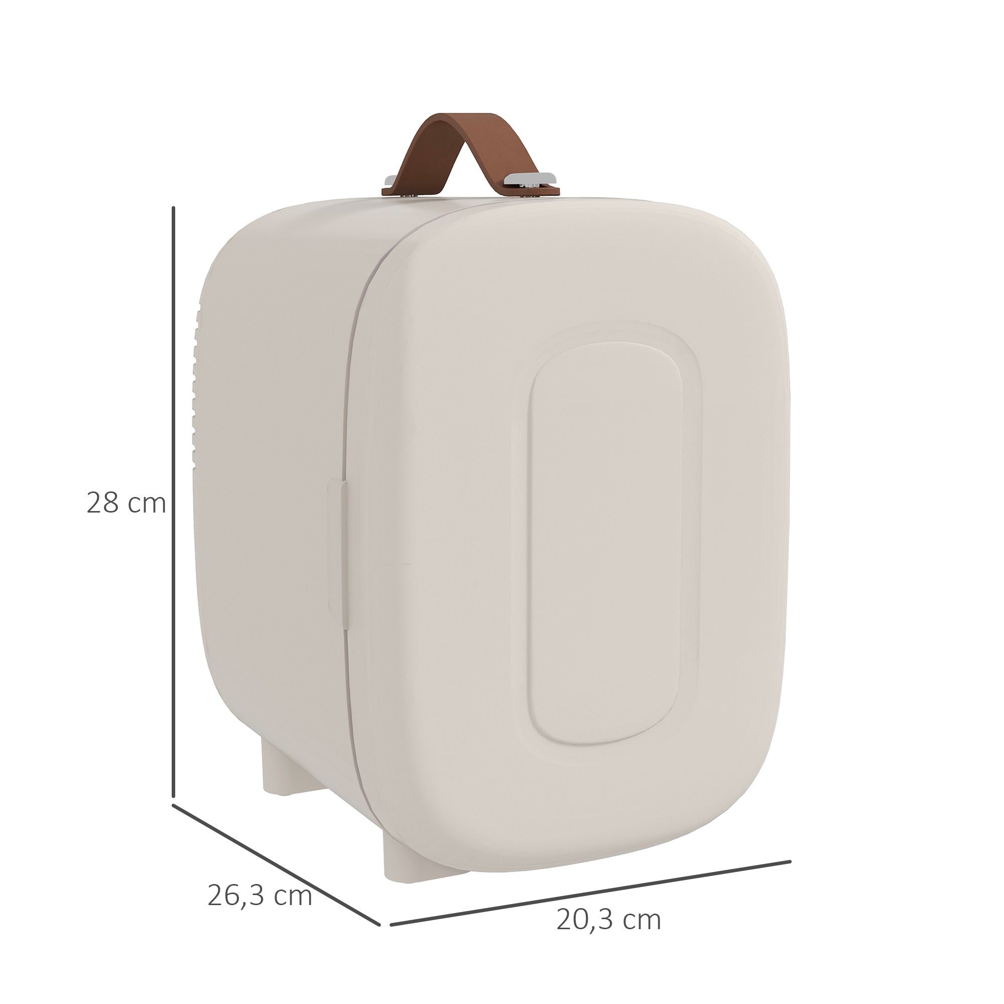 HOMCOM Mini Kühlschrank Kühlschrank Beauty Fridge, 4 L Fassungsvermögen, 20,3 x 26,3 x 28 cm, Cremeweiß