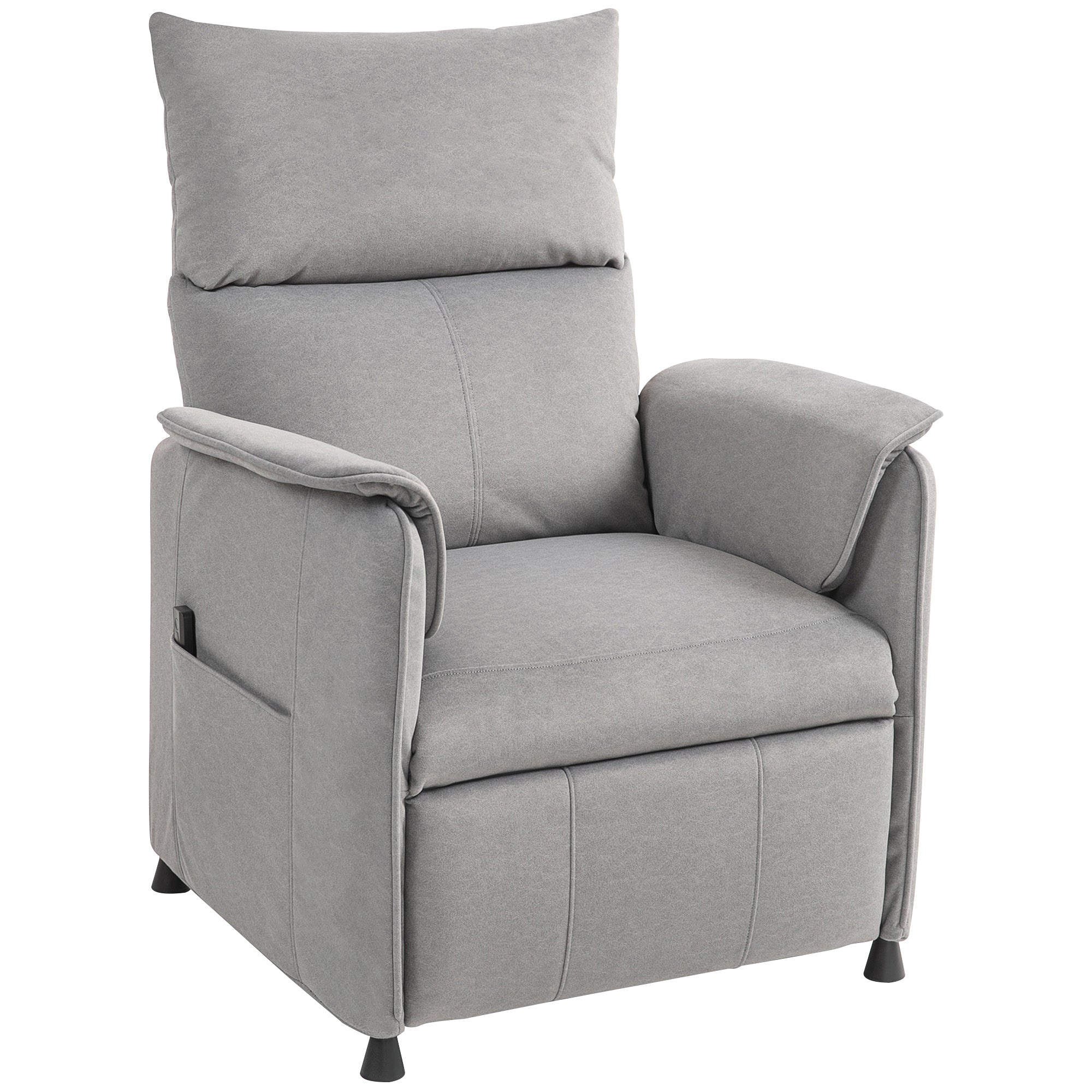 HOMCOM Relaxsessel mit leisem Motor, Polstersessel mit robusten Stoffbezug, Memory-Funktion, anpassbare Fußstütze, Grau