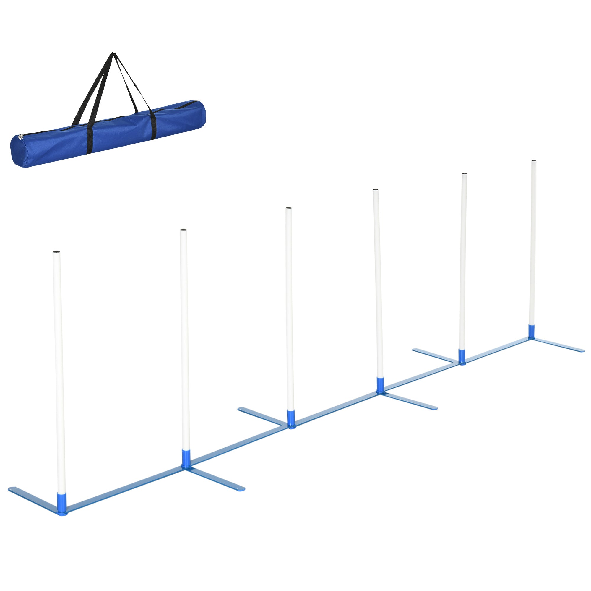 PawHut Agility Set Hunde 6-teiliges Agility-Ausrüstung für Hundetraining klappbar Steckhürdenset mit 6 Slalomstangen Tragetasche Trainingszubehör Koordinationstraining Agilityset für Spiele Training