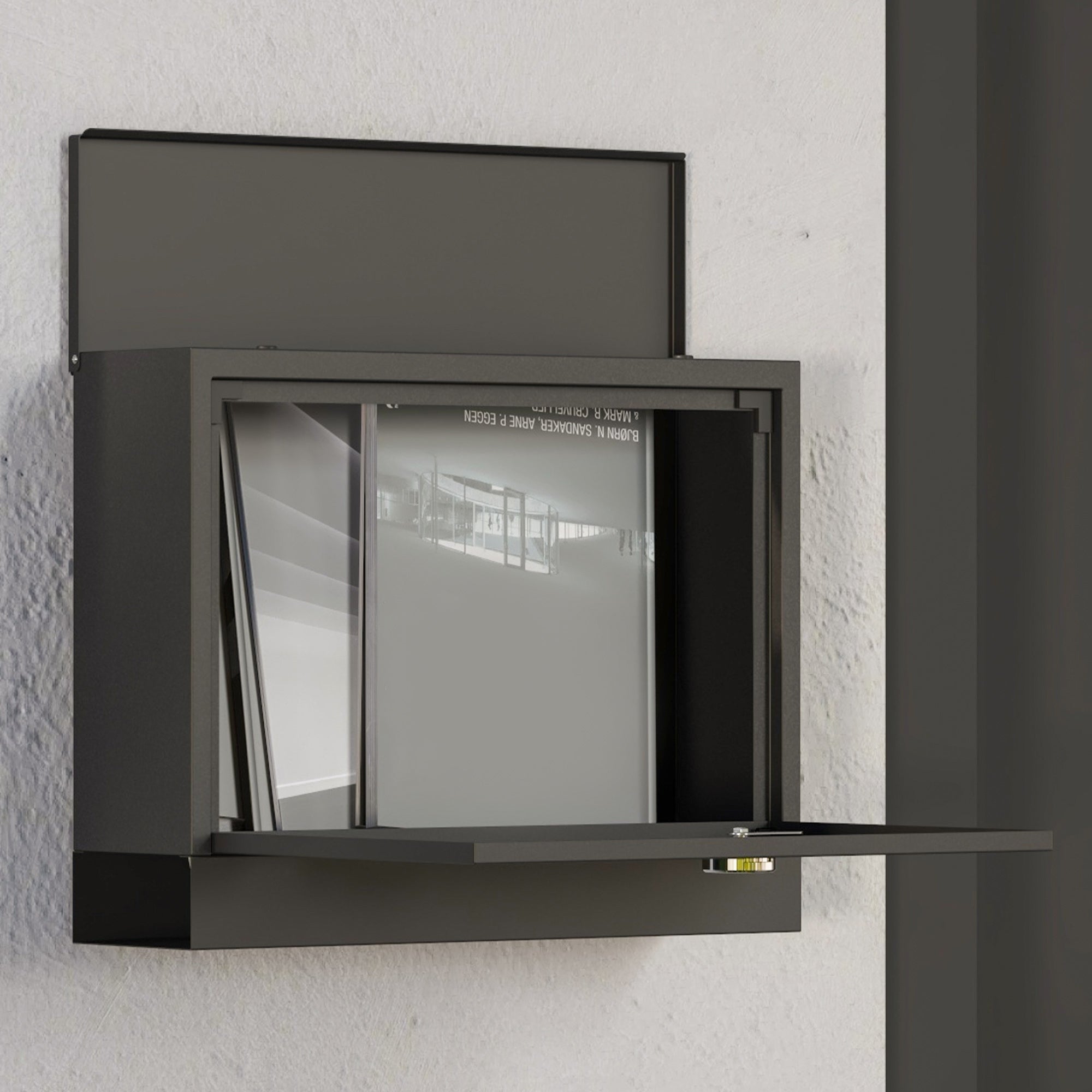 HOMCOM Briefkasten Metallbriefkasten, modern, abschließbar, 36,5 x 11,5 x 29 cm, Schwarz