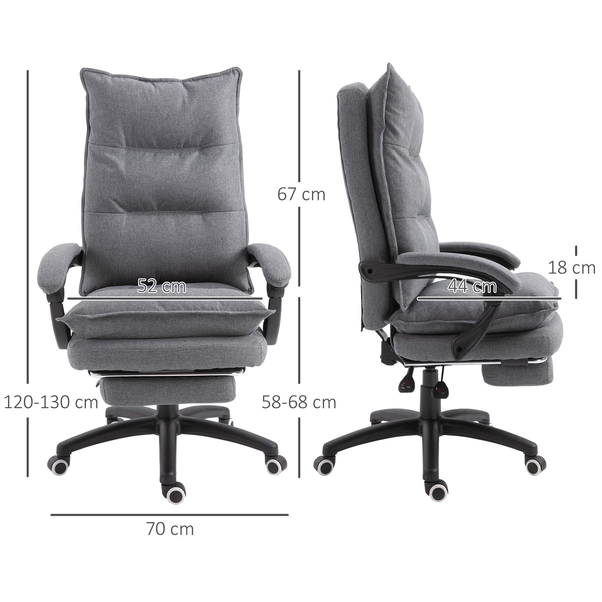 Vinsetto Massage-Bürostuhl, Schreibtischsessel mit Massagefunktion, höhenverstellbarer, ergonomischer Drehstuhl, Nylon, Grau