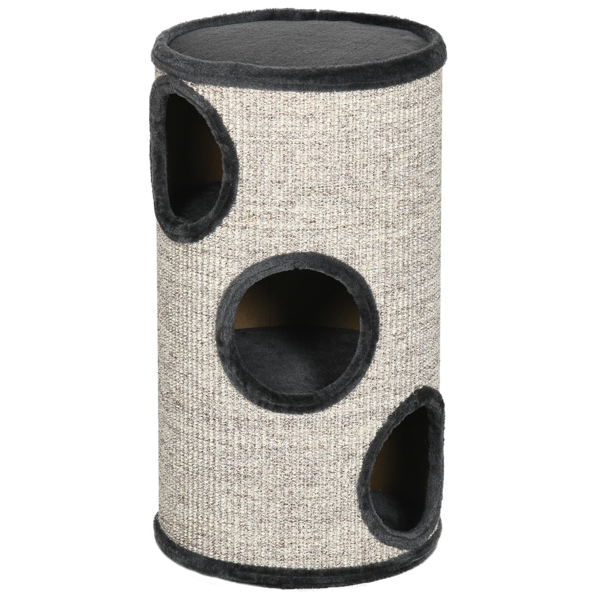 PawHut Kratztonne Katzenbaum 3 Ebenen Sisal Kratzmatte