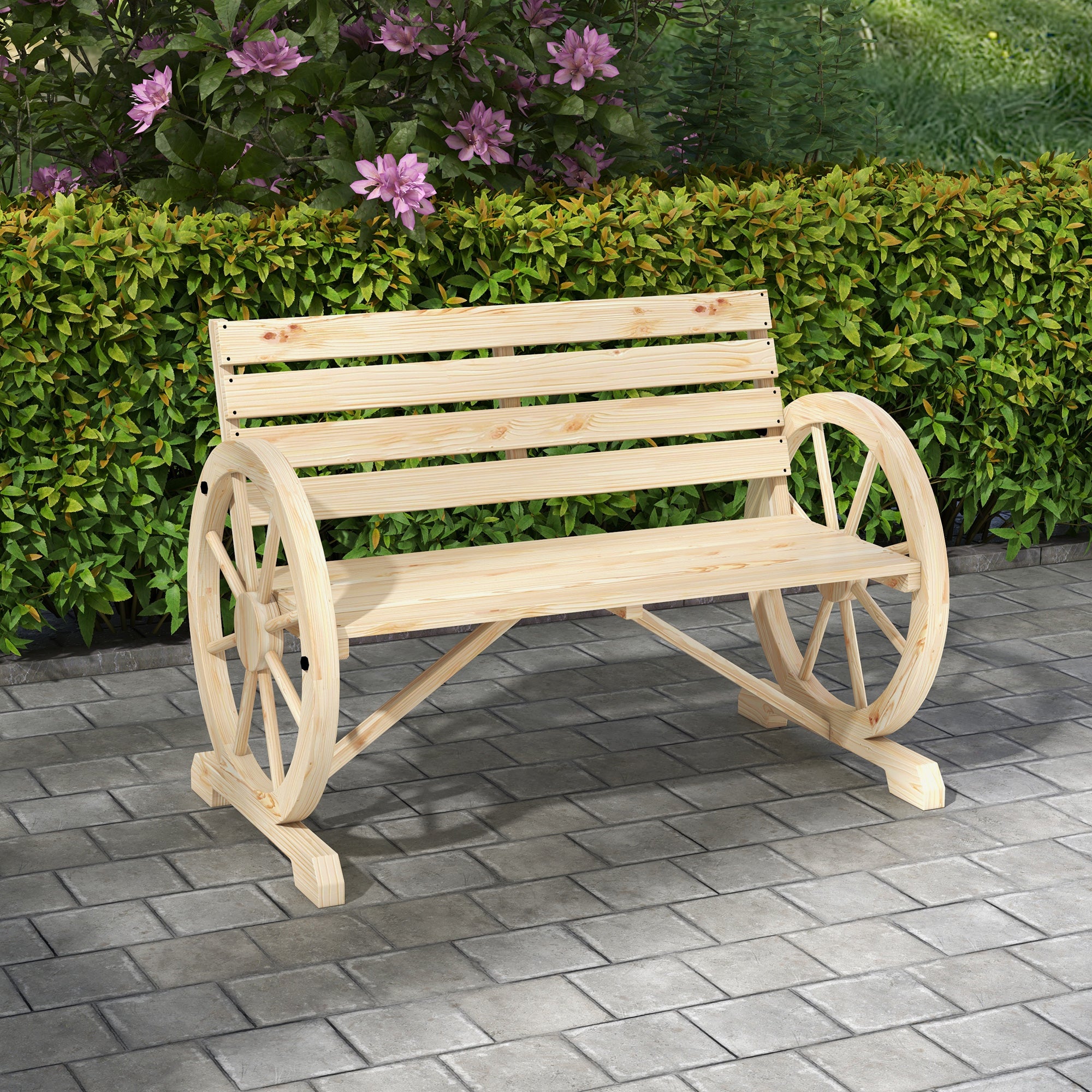 Outsunny 2-Sitzer Gartenbank aus Tannenholz im Landhausstil