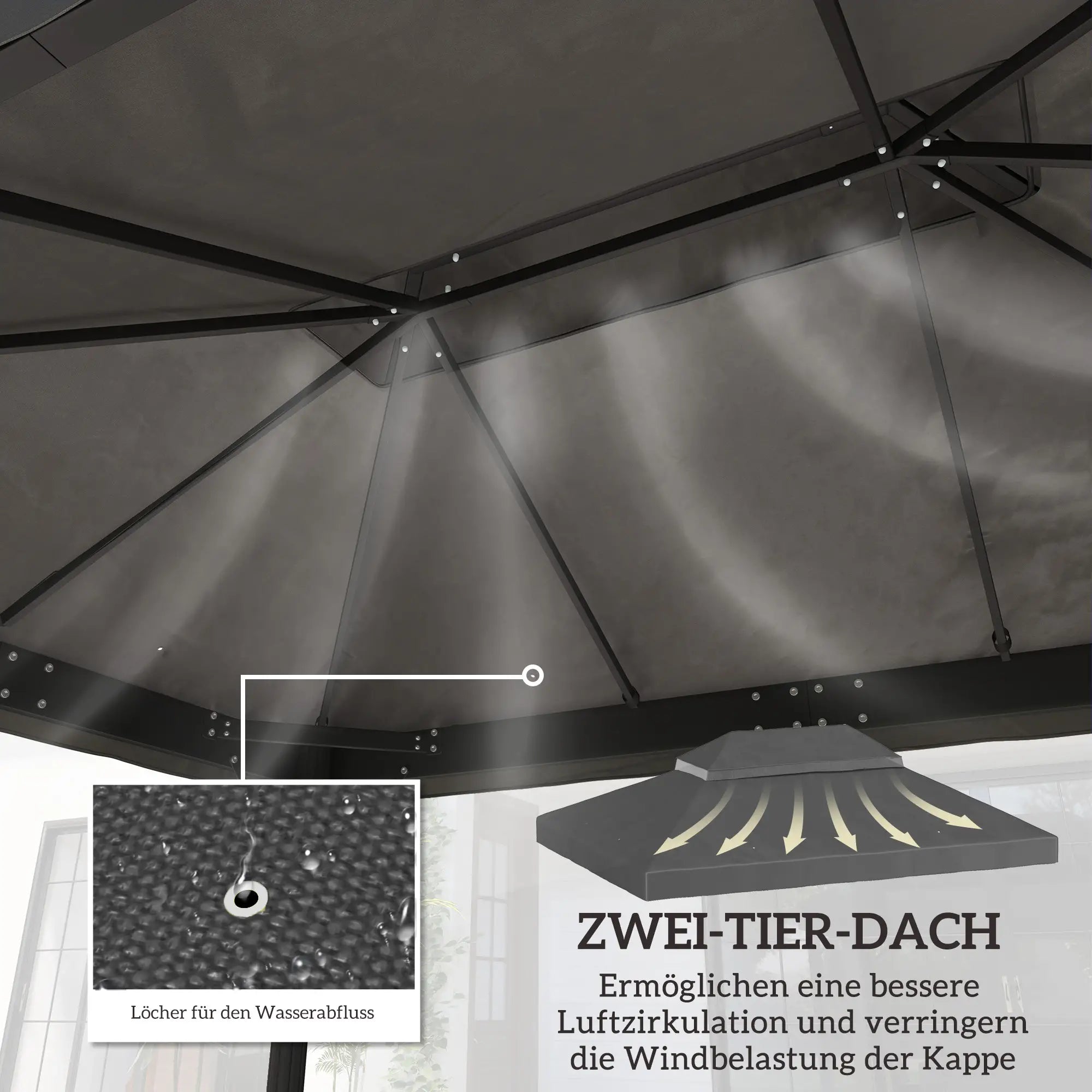 Outsunny Ersatzdach 3×4?m wasserdicht aus Oxford-Stoff