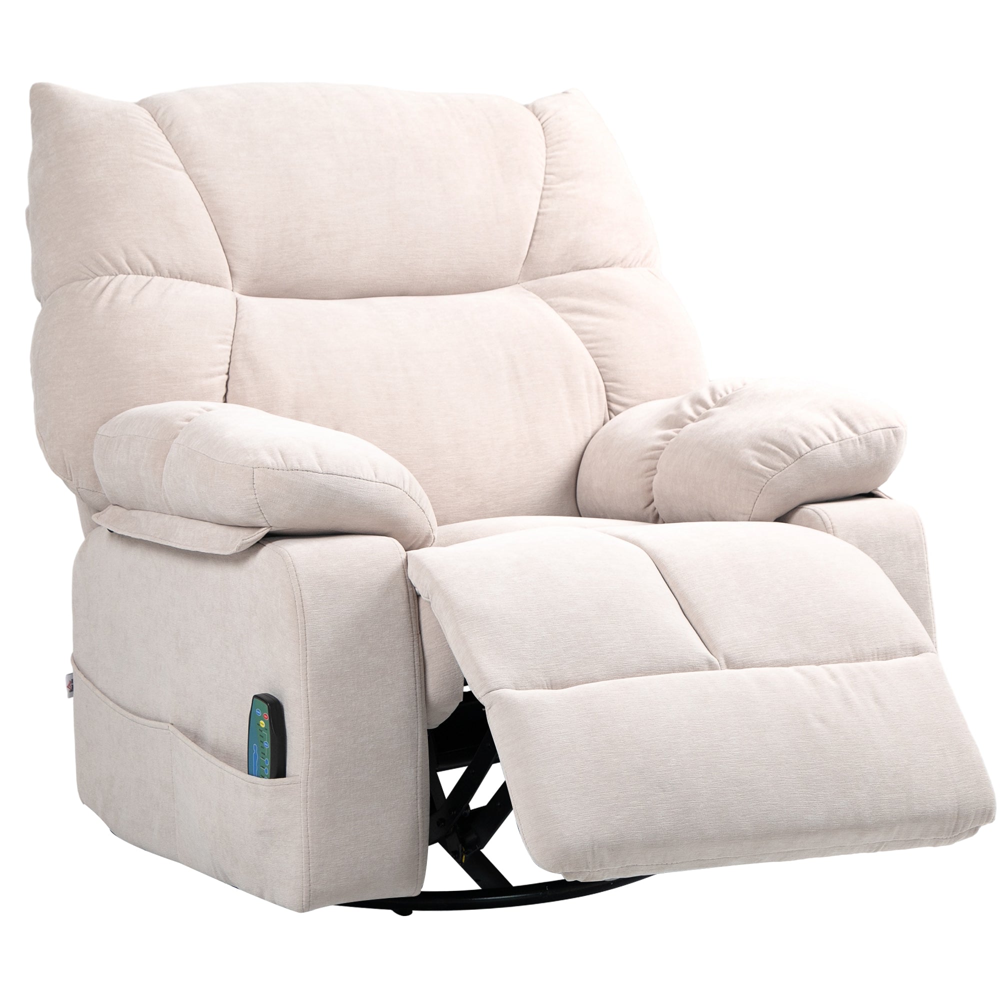 HOMCOM Massagesessel mit Wärme- & Liegefunktion, drehbar, bis 150 kg, Metallgestell, 98x90x98cm, Beige