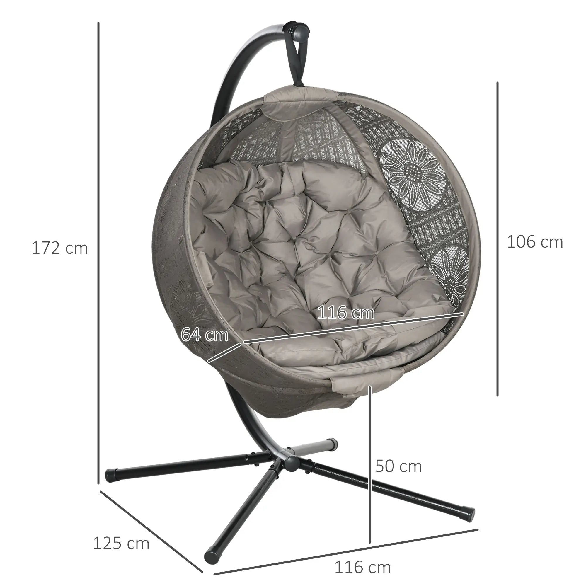 Outsunny Hängesessel Sand klappbar bis 120?kg