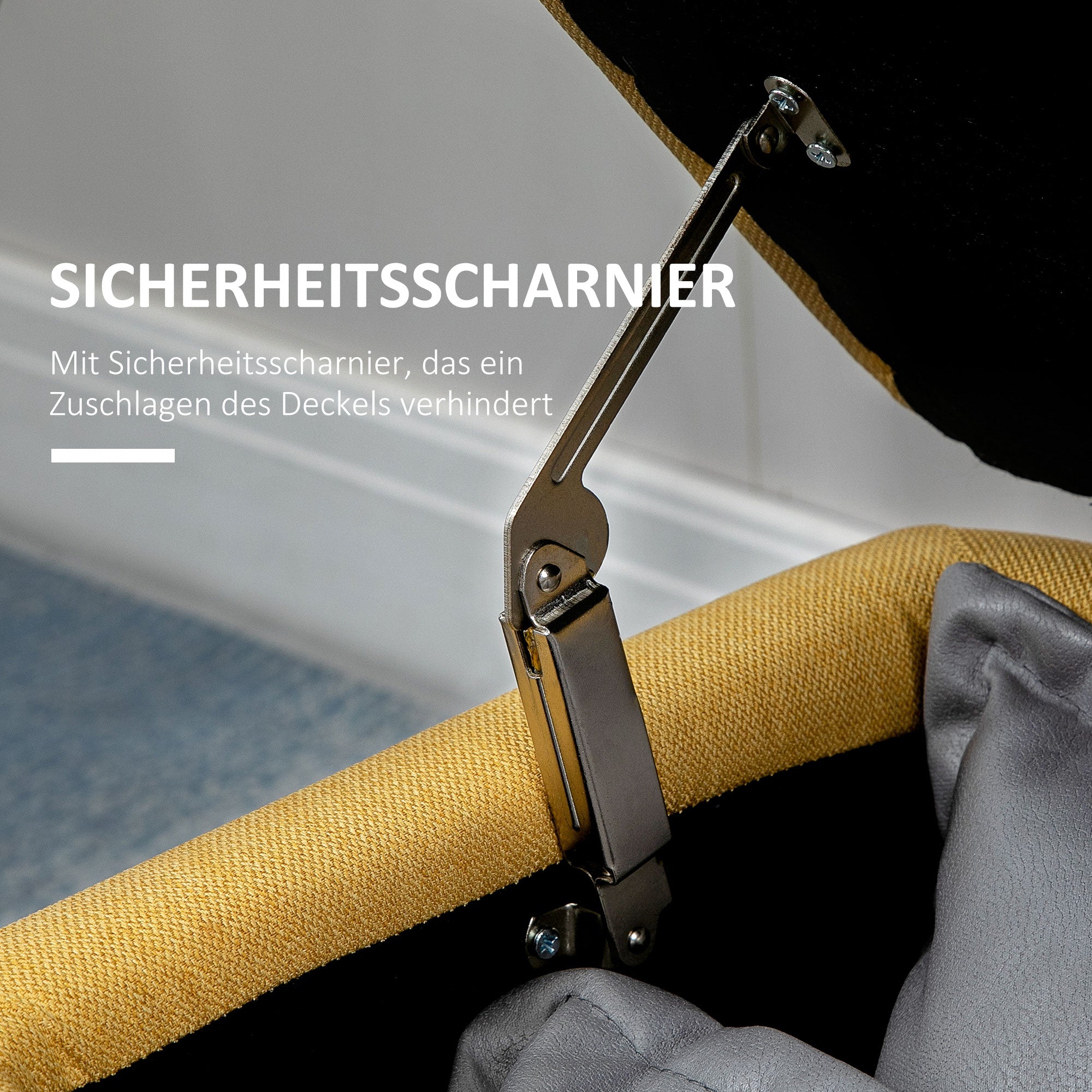 HOMCOM Sitzbank, Sitztruhe, Polsterbank, Leinenoptik, bis 150kg, 101x38,5x44,5 cm, Gelb
