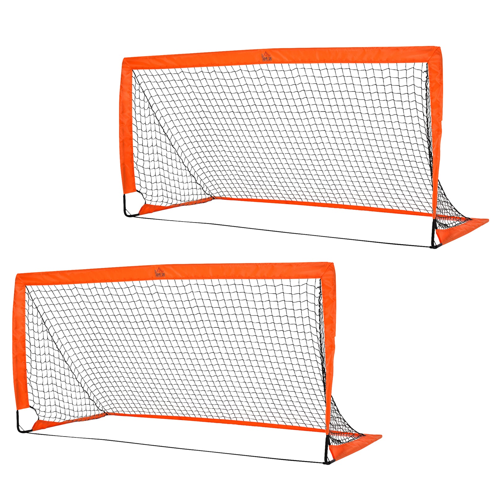 HOMCOM Fußballtor Set, leicht, einfache Montage, Tragetasche, Stahlrohre, 183x90x90 cm, Orange