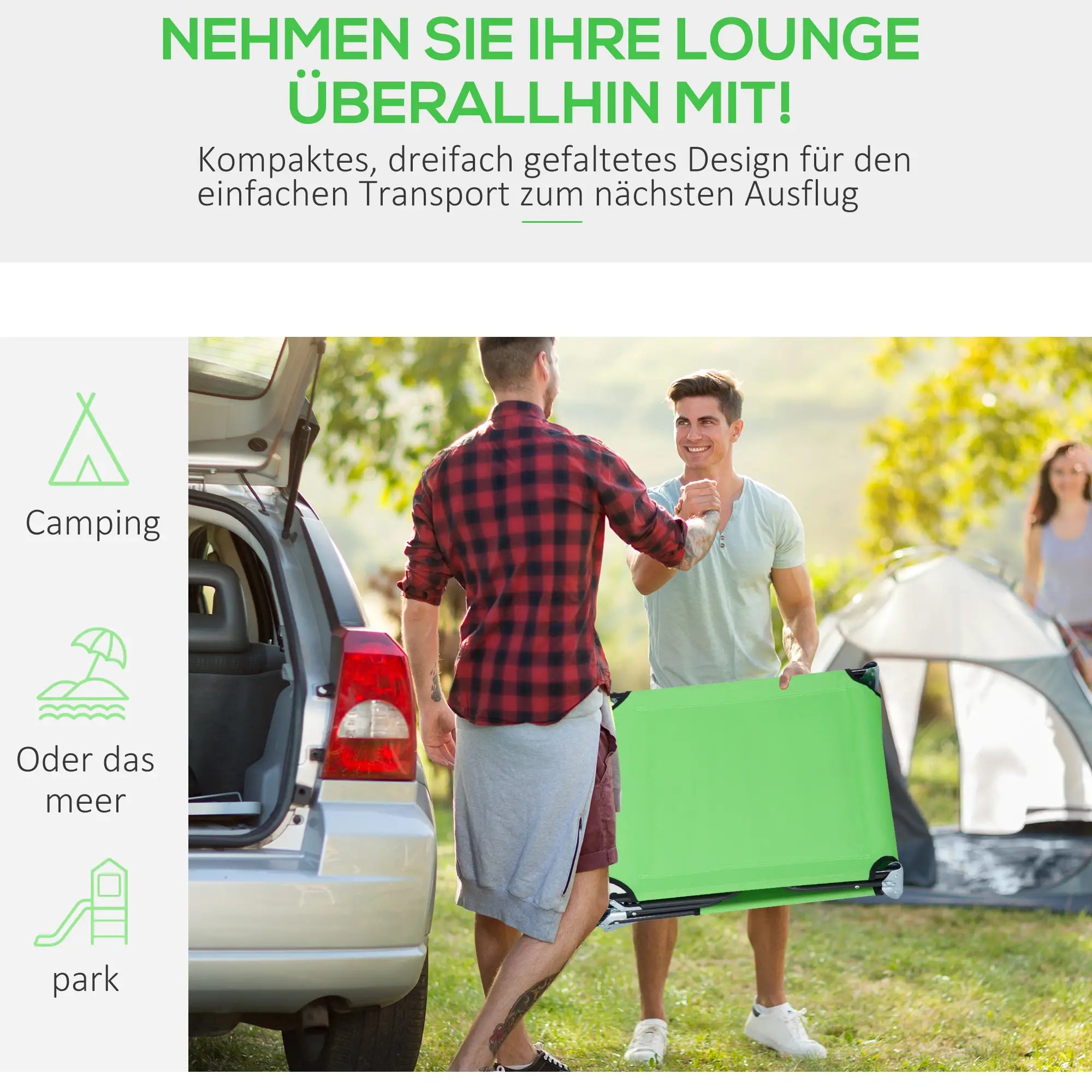 Outsunny Sonnenliege klappbar mit Lesefenster Grün