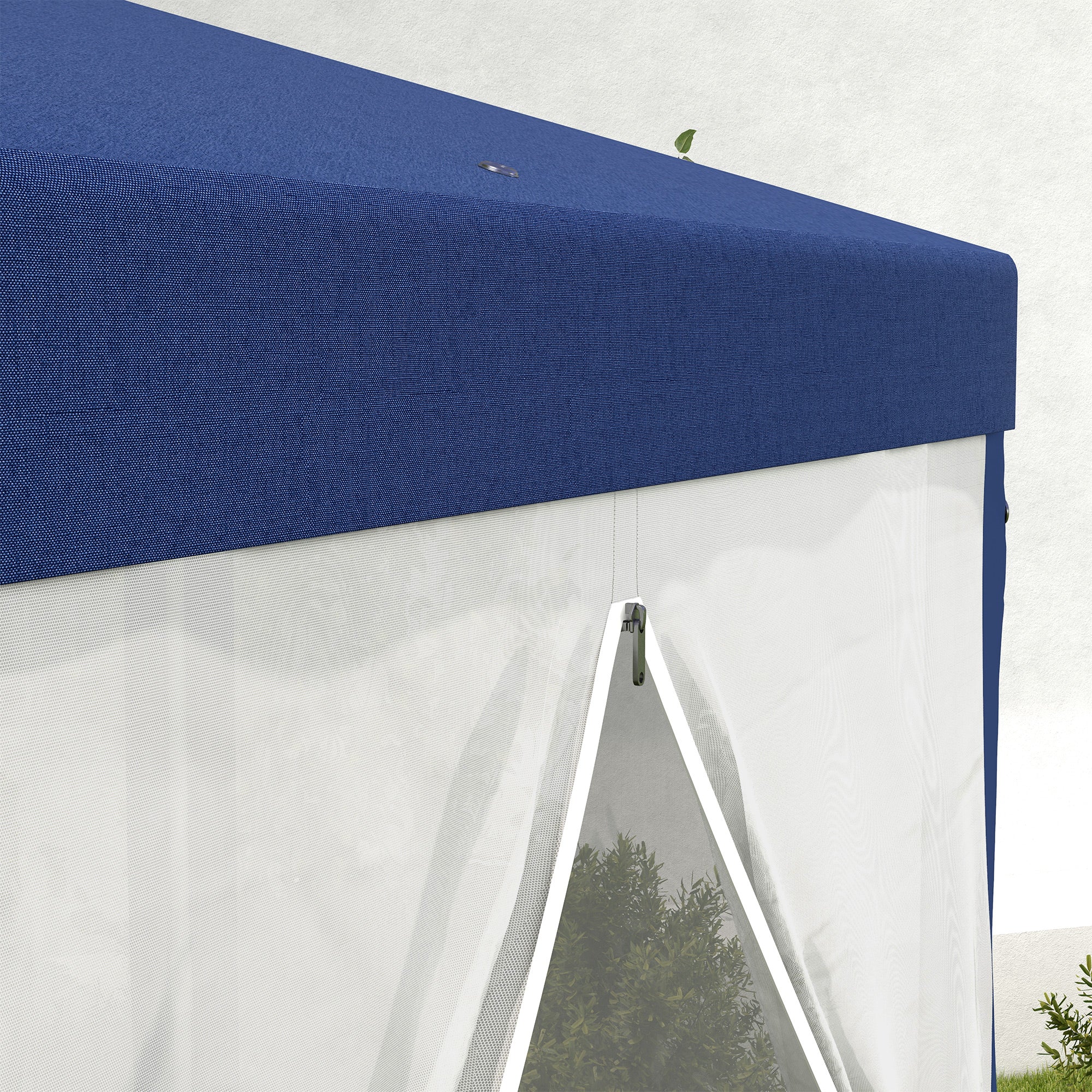 Outsunny Gartenpavillon, 6-eckig, Netzvorhänge, Metallgestell, 3,94x3,412x2,5m, Blau