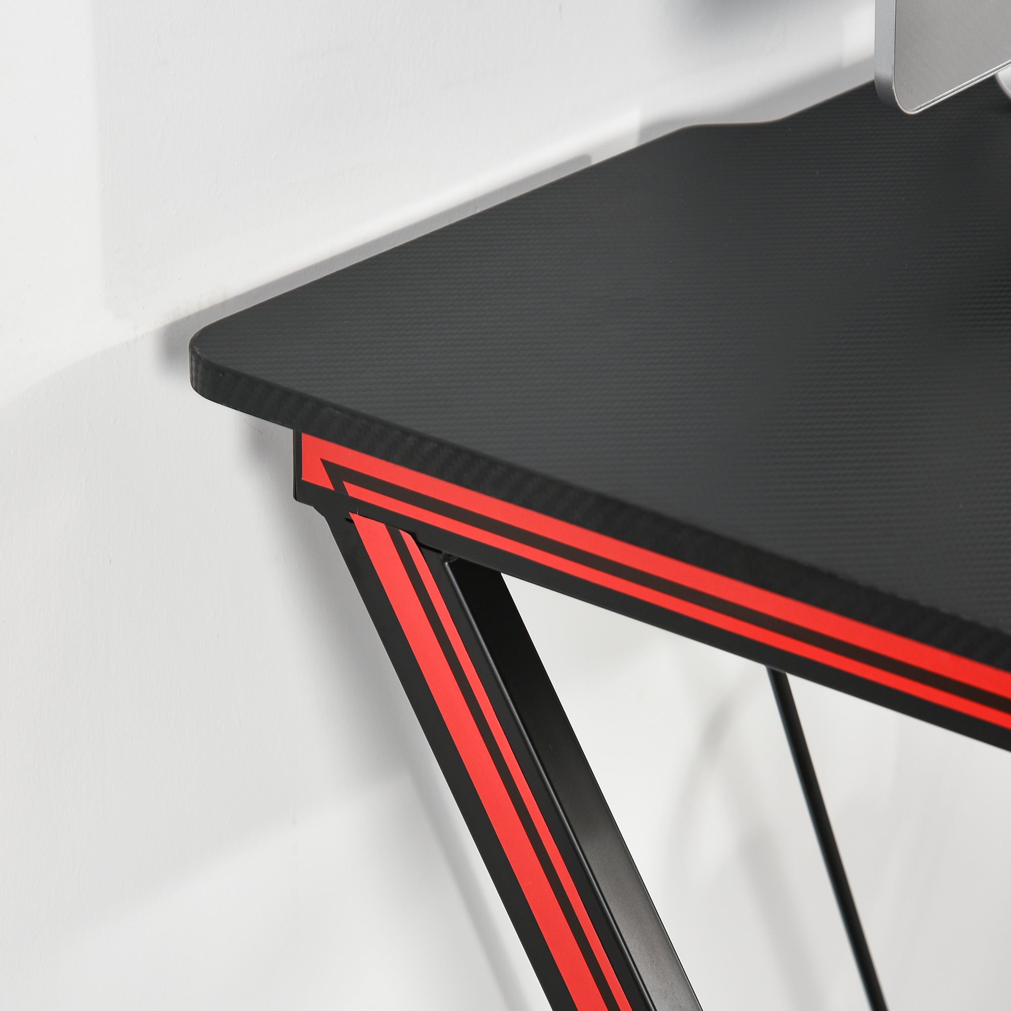 HOMCOM Gaming-Tisch Schreibtisch mit Kopfhörerhaken Getränkehalterung Computertisch Stahl + MDF Schwarz 105 x 55 x 75 cm