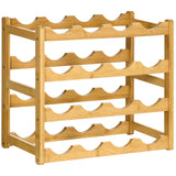 HOMCOM Weinregal aus Bambus für 16  Weinflaschen, 4 Regale, 43 cm x 23,5 cm x 38 cm Natur, 43cm x 23,5cm x 38cm