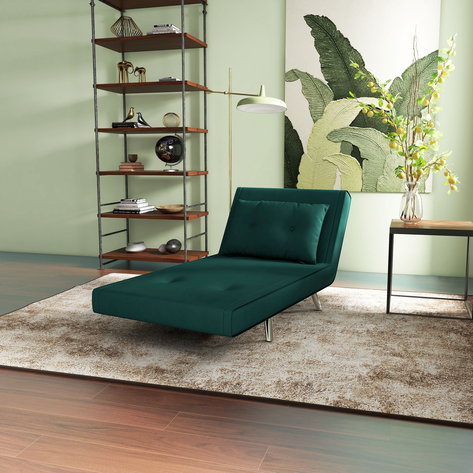 HOMCOM Liegesessel Sessel mit Liegefunktion Schlafsessel, Knopfheftung, Leinenoptik, 77 cm x 88 cm x 83 cm, Grün