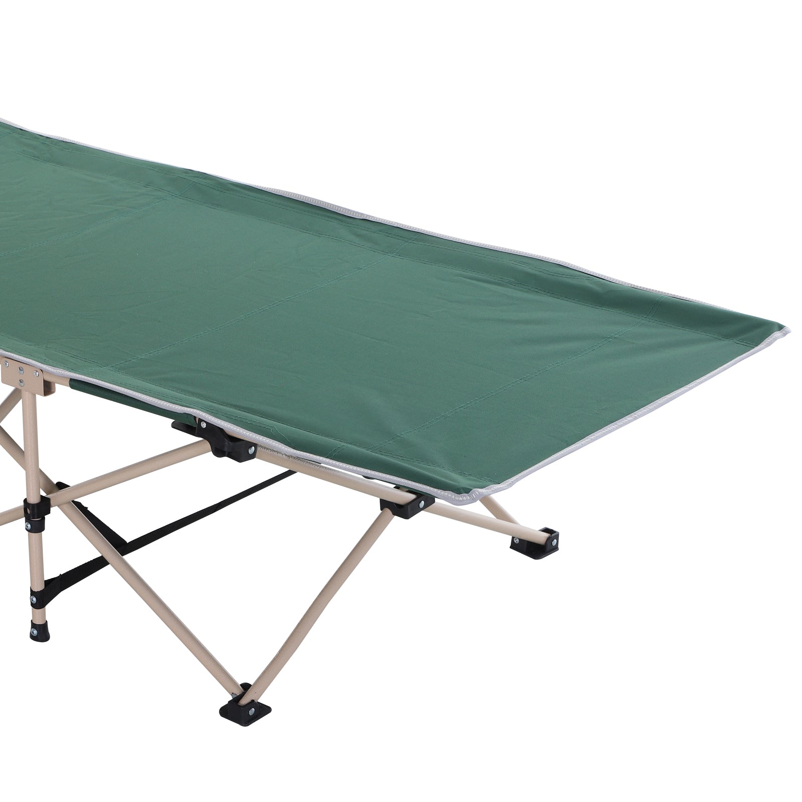 Outsunny Feldbett, Camping-Bett, klappbar, wetterbeständig, ink. Tragetasche, 190 cm x 68 cm x 52 cm, Grün + Beige