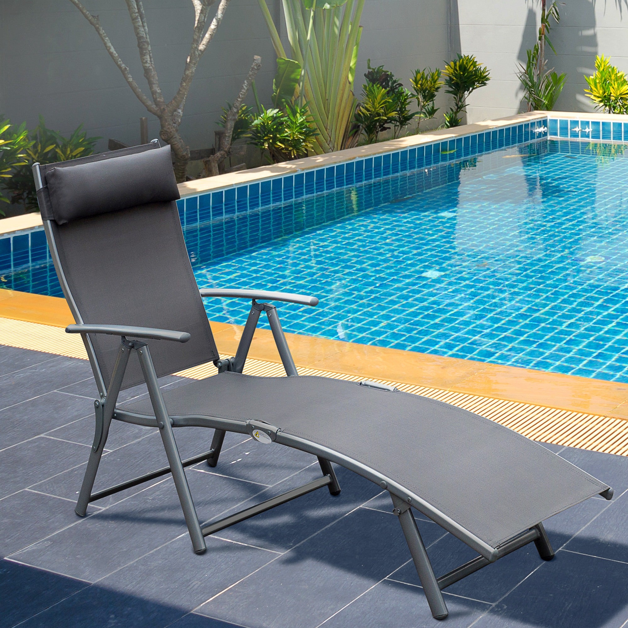 Outsunny Sonnenliege klappbar verstellbar mit Kissen Outdoor