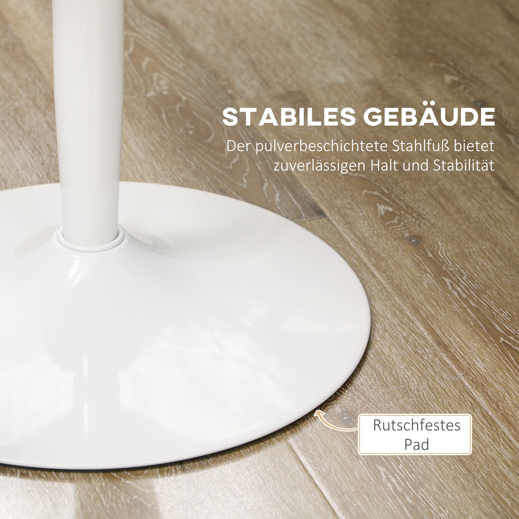 HOMCOM Esstisch für 2 Personen, runde Tischplatte Ø80 cm, MDF und Stahl, rutschfest, Weiß, 75H cm
