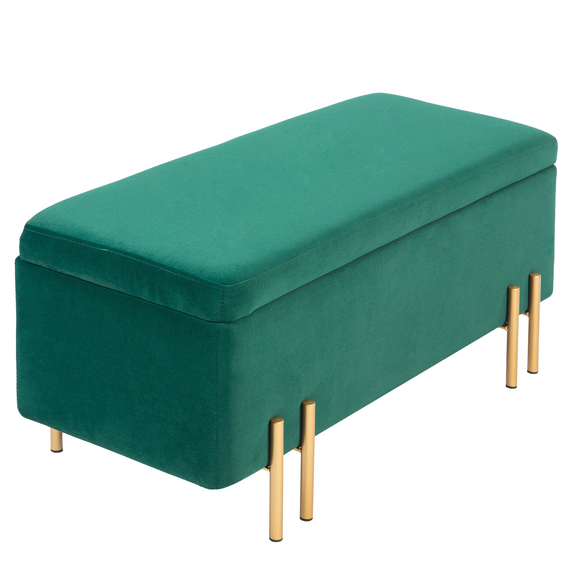 HOMCOM Sitzbank, Polsterbank mit Stauraum, Metall, Kautschukholz, Schaumstoff, 100 x 40 x 42 cm, Grün