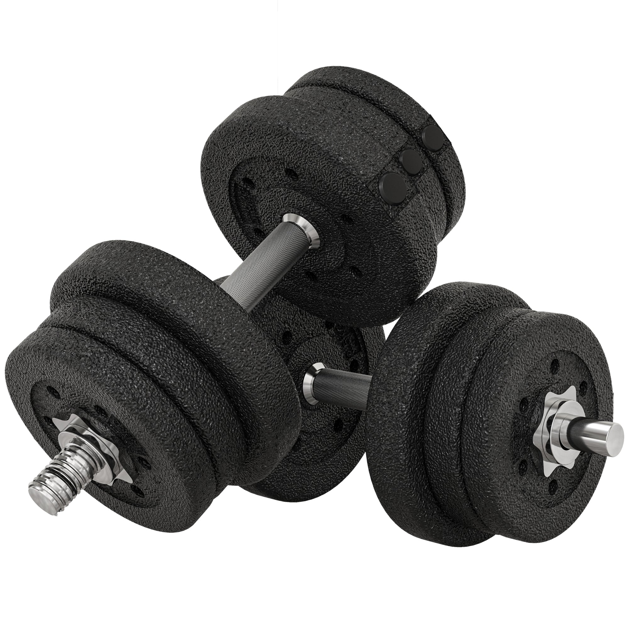 HOMCOM Kurzhantel Set 25KG Hantelset mit Hantelscheiben für Zuhause Büro Fitnessstudio Stahl Kunstleder Schwarz
