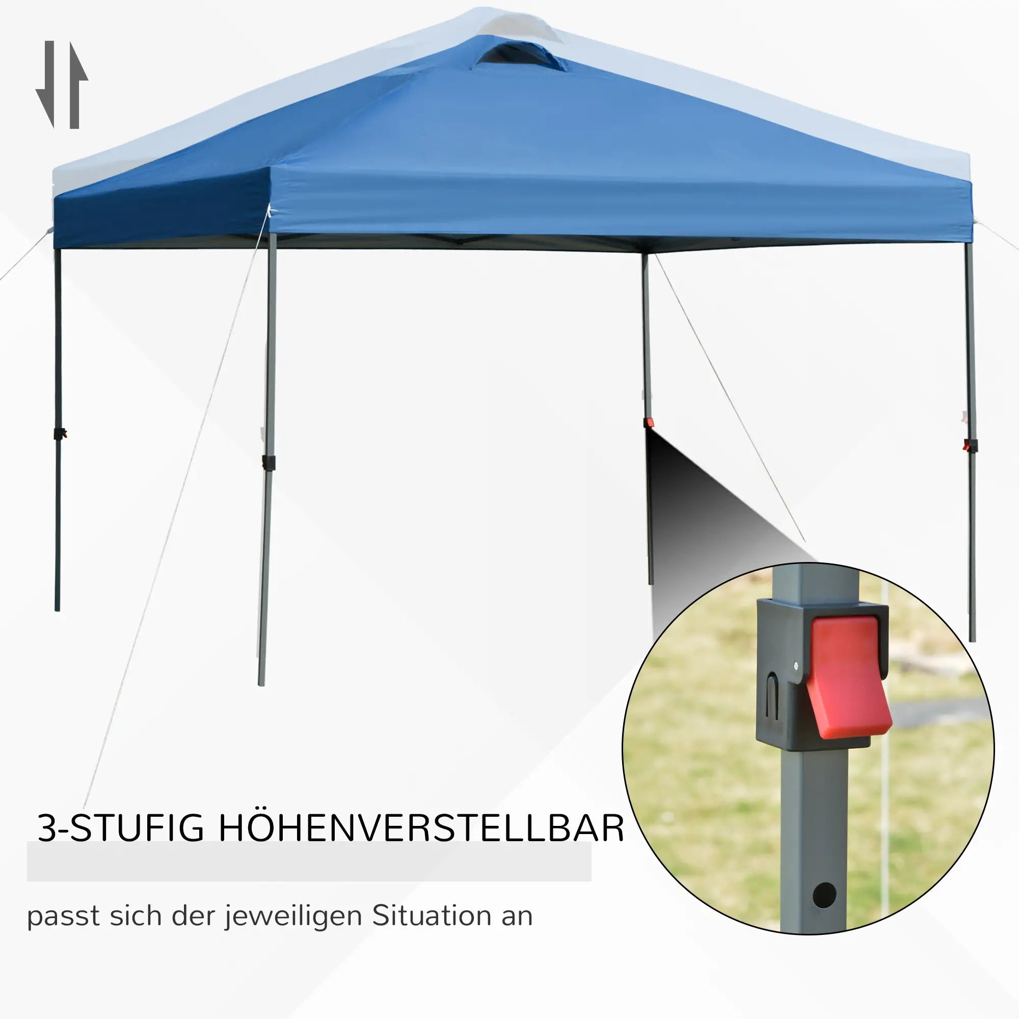 Faltpavillon 3x3 m wasserdicht, Blau mit Tasche