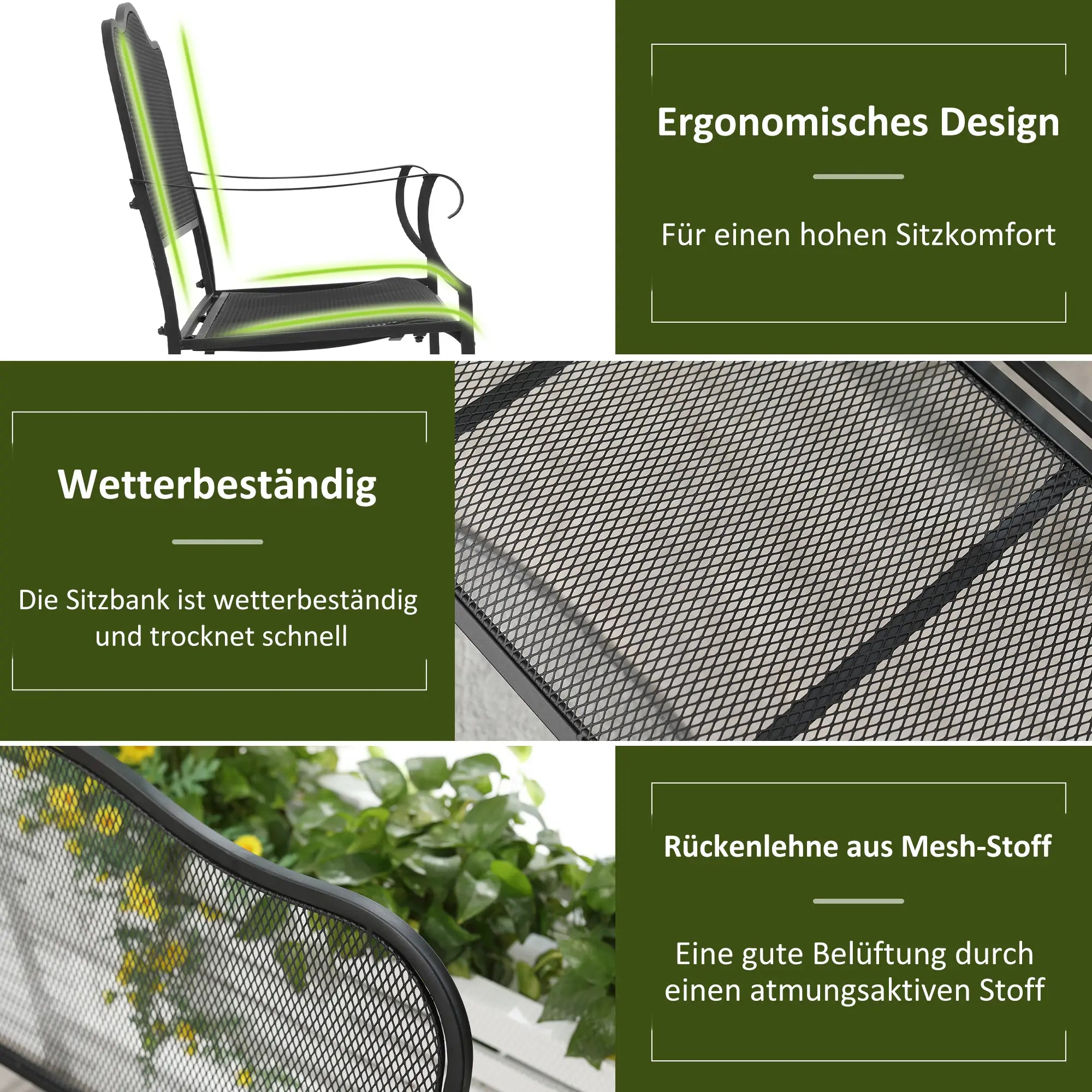 Outsunny Gartenbank 2-Sitzer Nostalgie-Design komfortabel