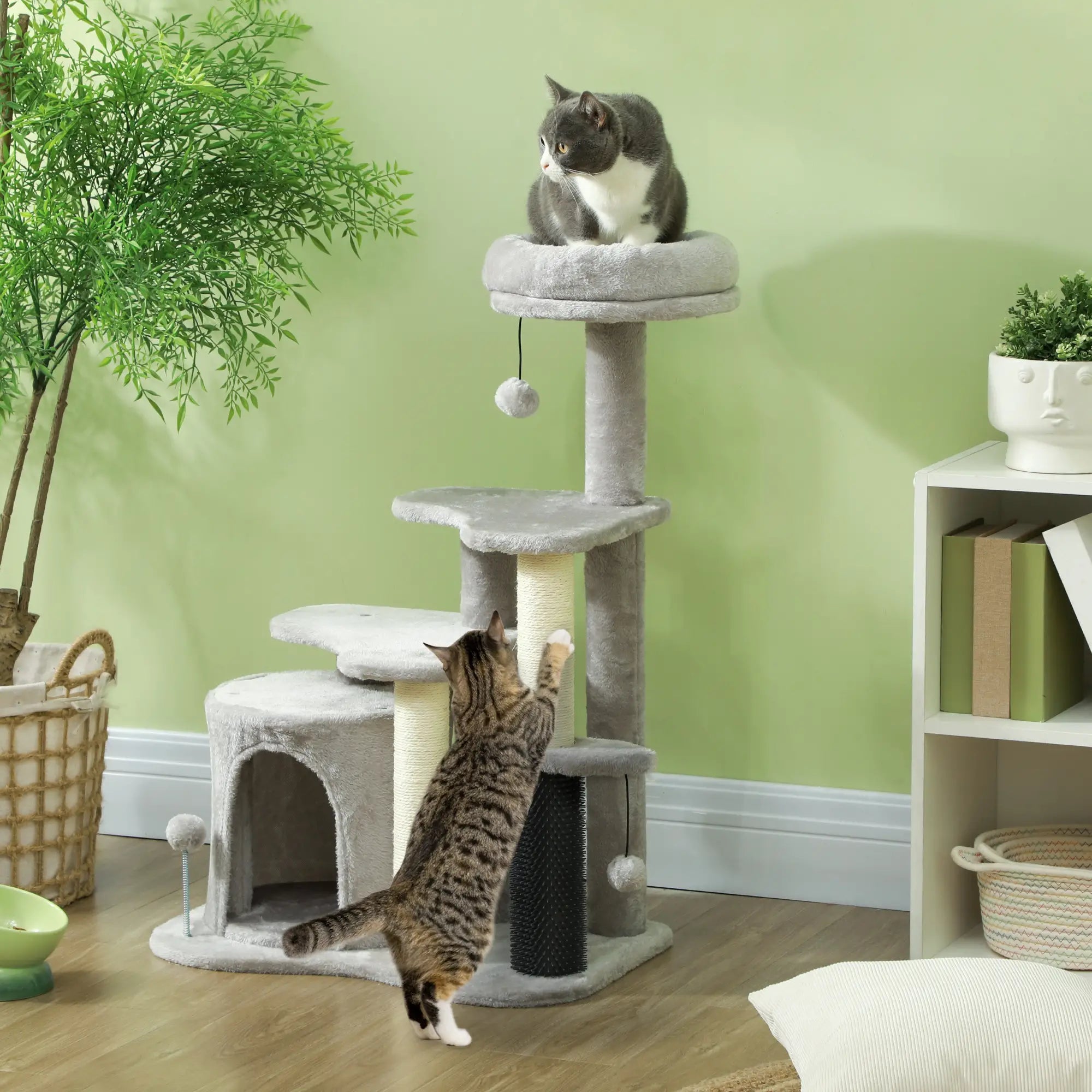 PawHut Kratzbaum 87 cm Katzenbaum mit Katzenhöhle