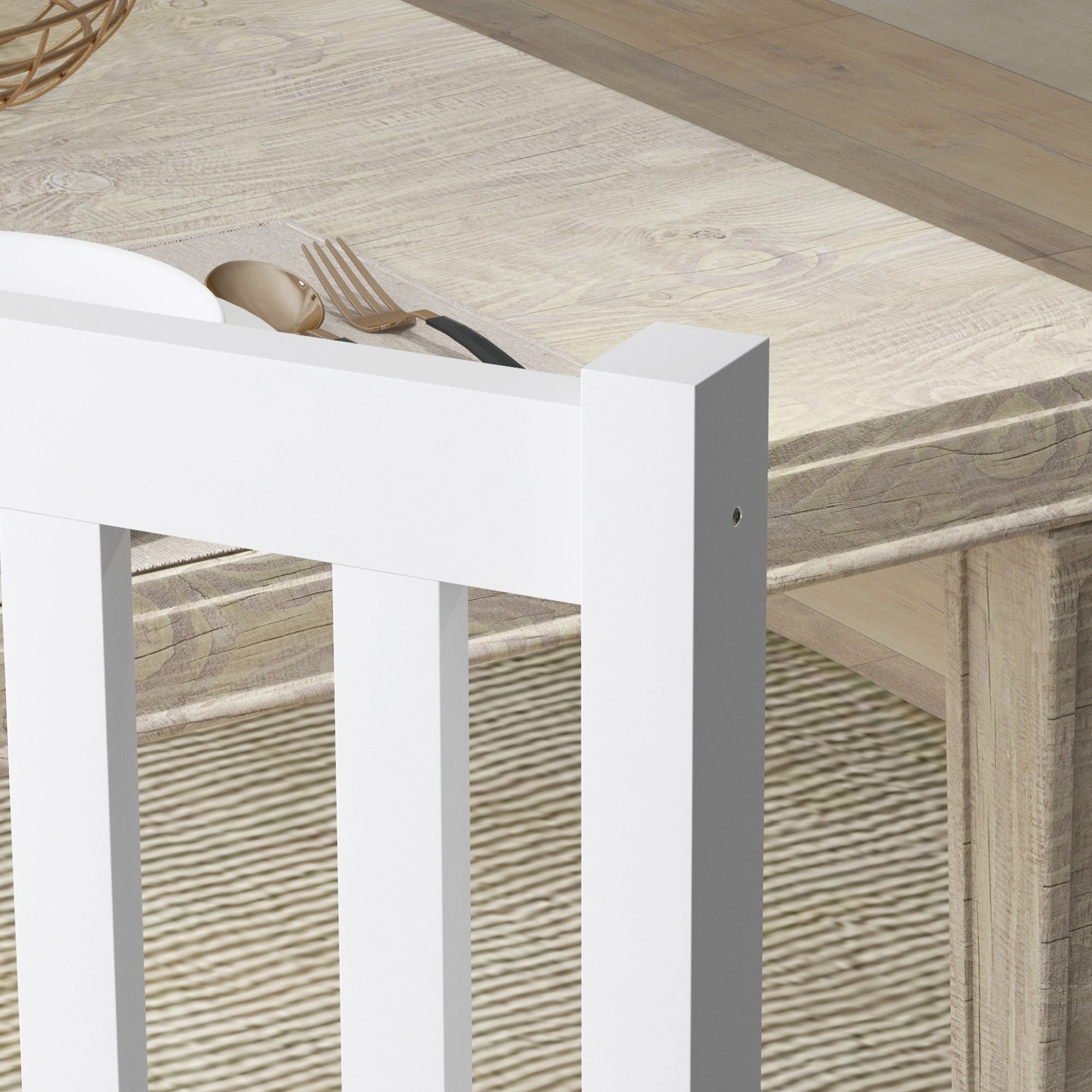 HOMCOM 2er-Set Küchenstühle Esszimmerstühle Stühle, Massivholz, modernes Design, 38, 5 cm x 47,5 cm x 99 cm, Weiß