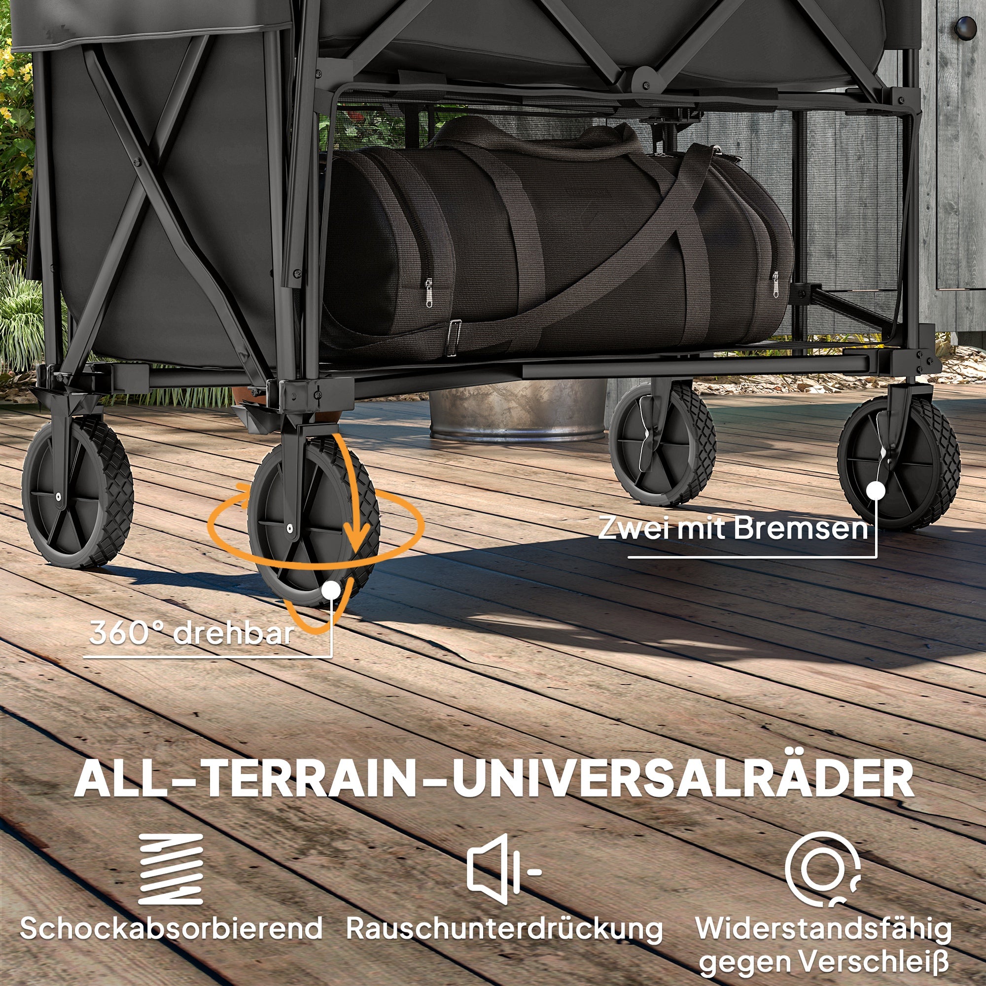 Outsunny Gartenwagen 200 kg belast zweistufige Transportwagen mit herausnehmbare Plane 369,5 Liter Schwarz