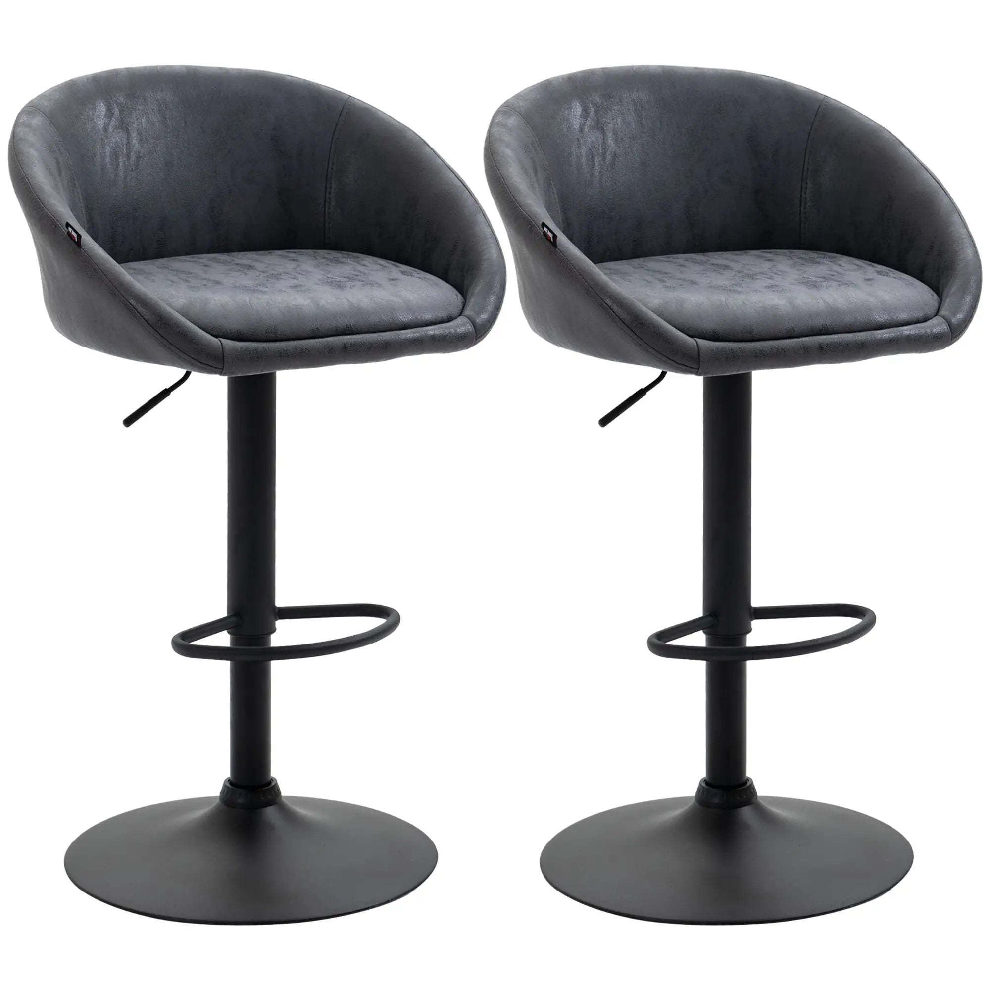 HOMCOM 2er-Set Barhocker, höhenverstellbar, 360-Grad-Schwenk-Design, 57 cm x 50 cm x 84-104cm, Grau