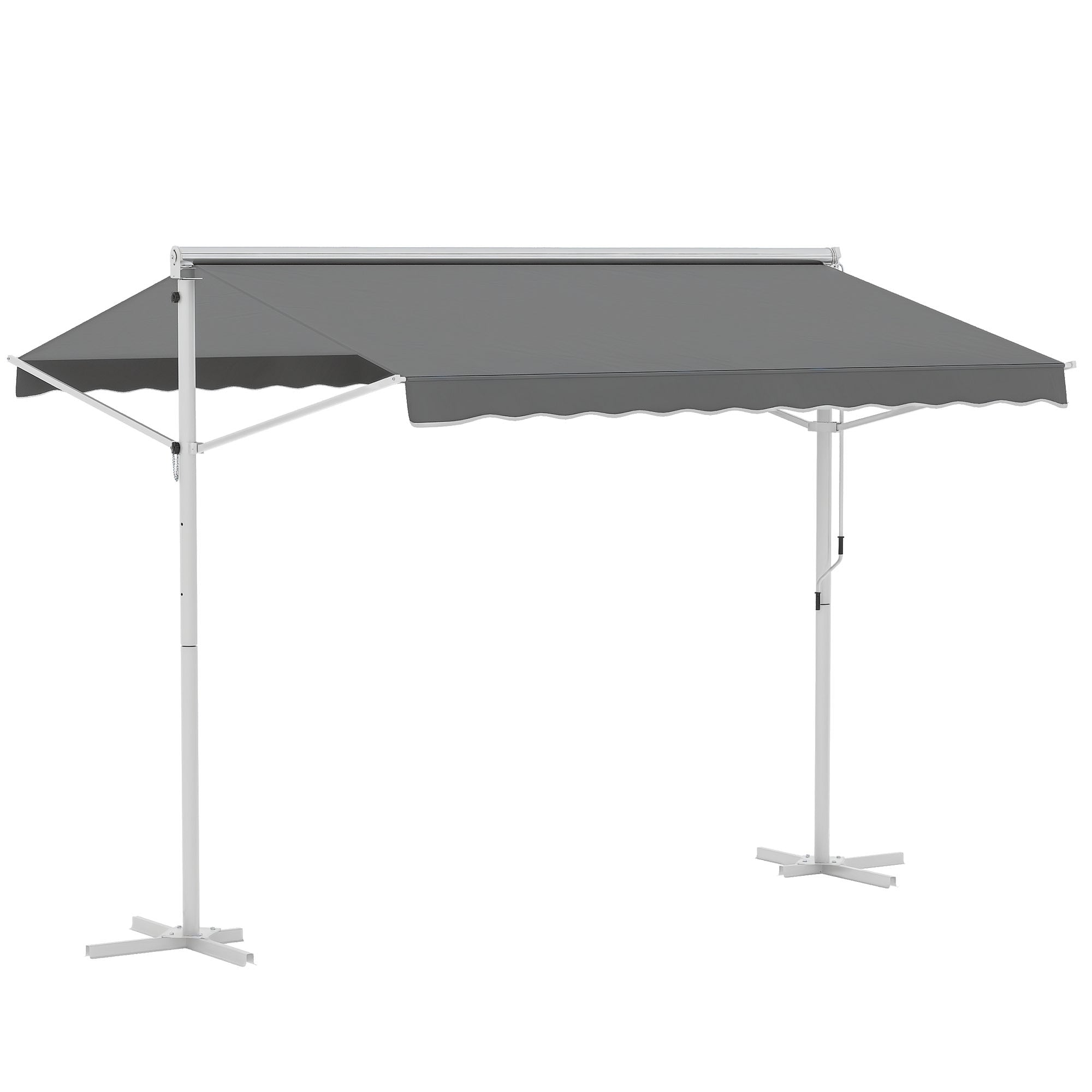 Outsunny Standmarkise Gartenmarkise Markise mit Faltarm Kurbel Terrasse Grau 3x3m