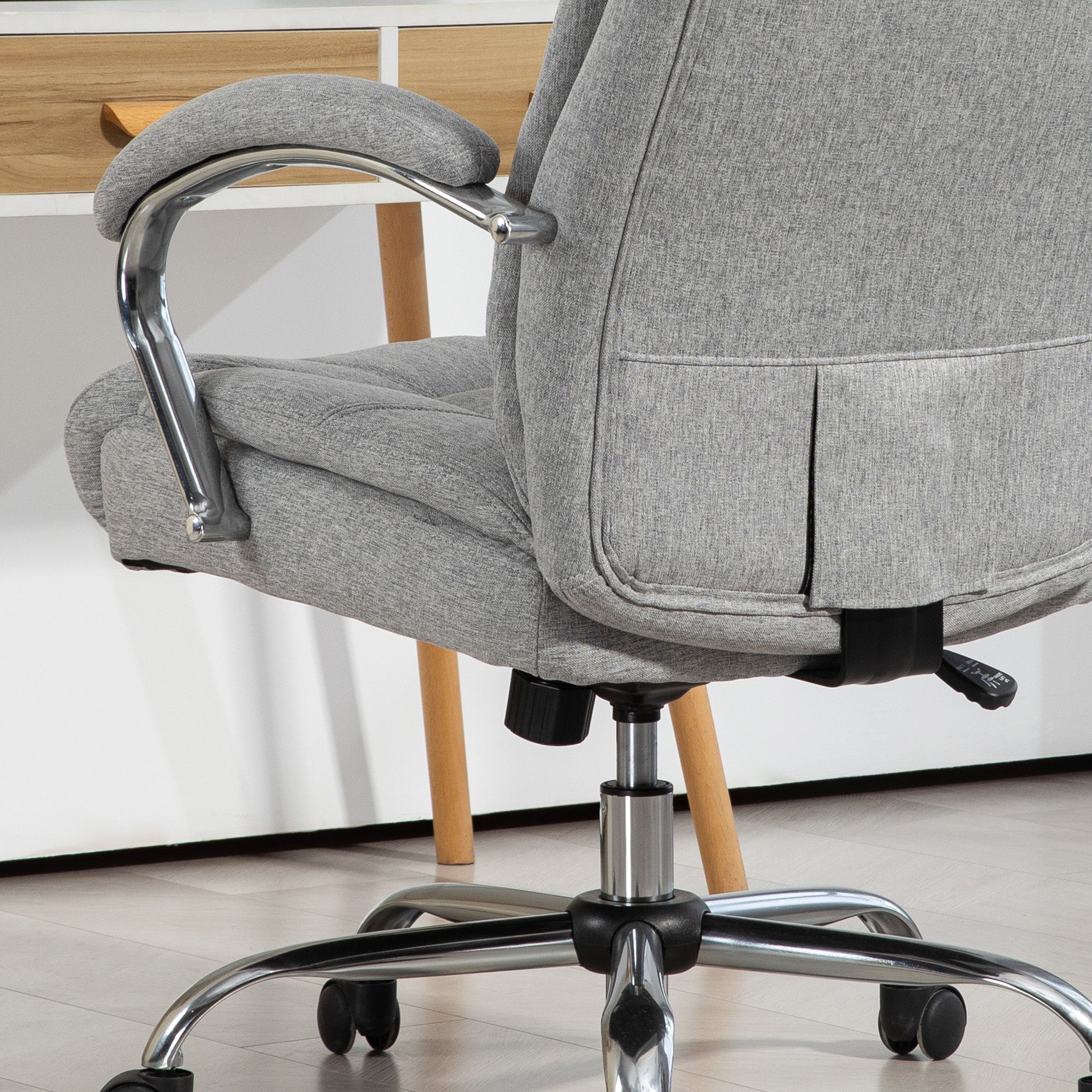 Vinsetto Ergonomischer Bürostuhl, hohe Rückenlehne, atmungsaktiver Bezug, verstellbare Höhe, Grau