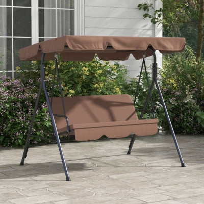 Outsunny 3-Sitzer Hollywoodschaukel mit verstellbarem Dach