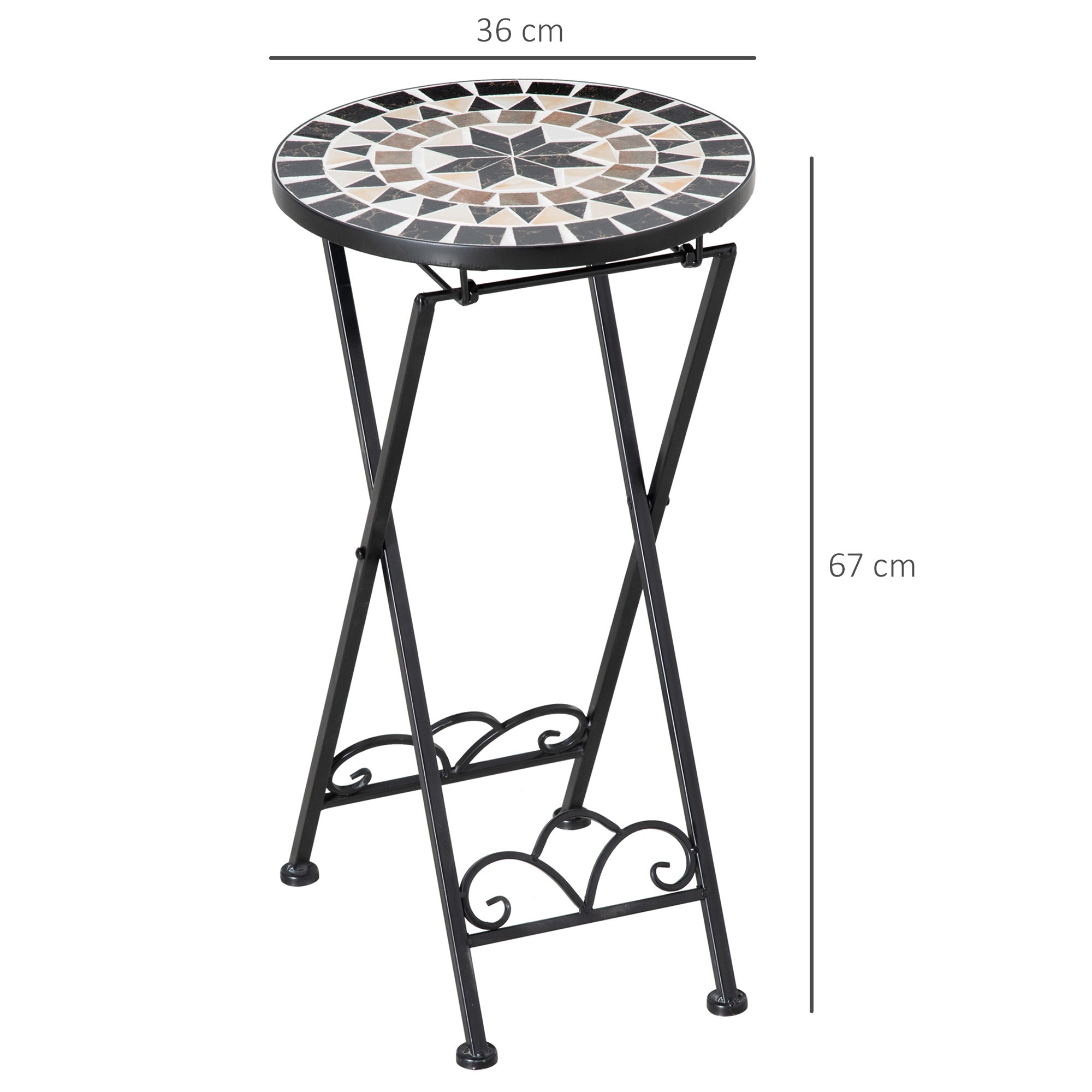 Outsunny Pflanzenständer Ø36 x 67 cm Blumenständer Pflanzenhalter klappbar rund für Balkon Steinmosaik Garten Indoor Outdoor mehrfarbrig