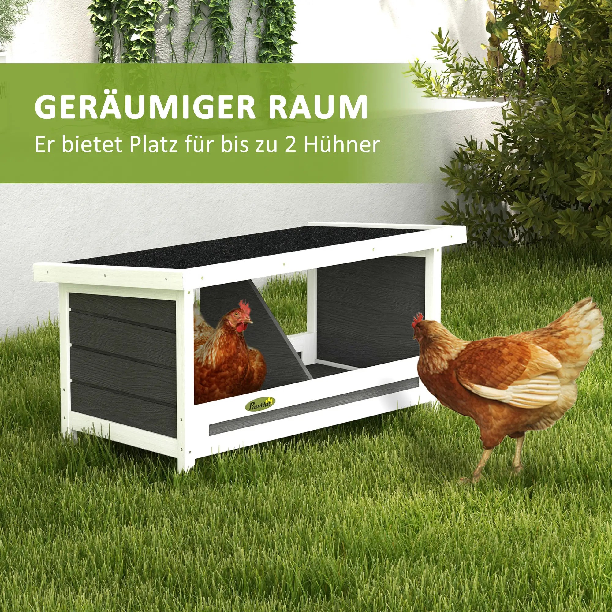 PawHut Hühnerstall Legenest 2 Fächer wetterfest Tannenholz