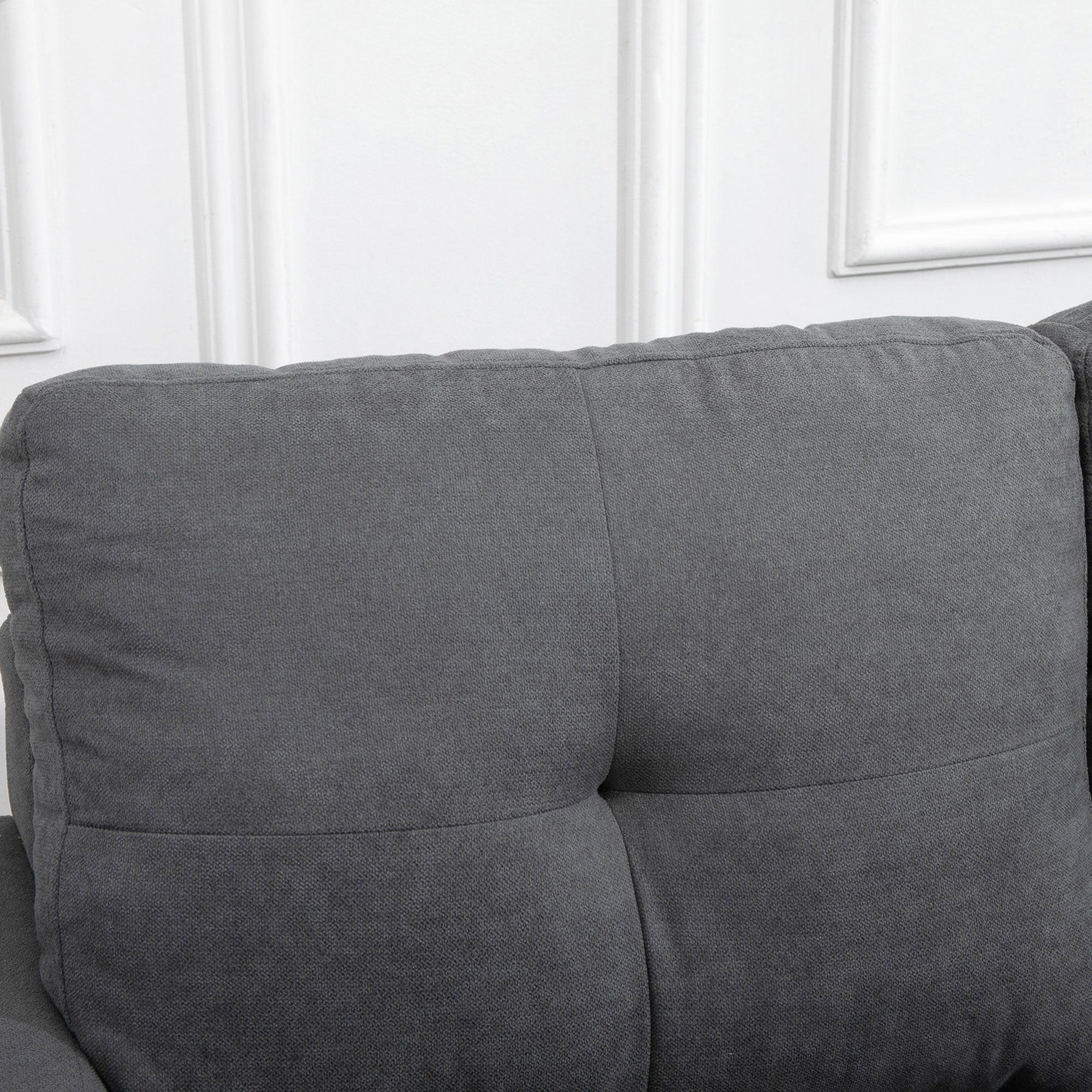 HOMCOM Ecksofa im Skandidesign, mit Knopfheftung, Massivholz, Leinenoptik, Grau